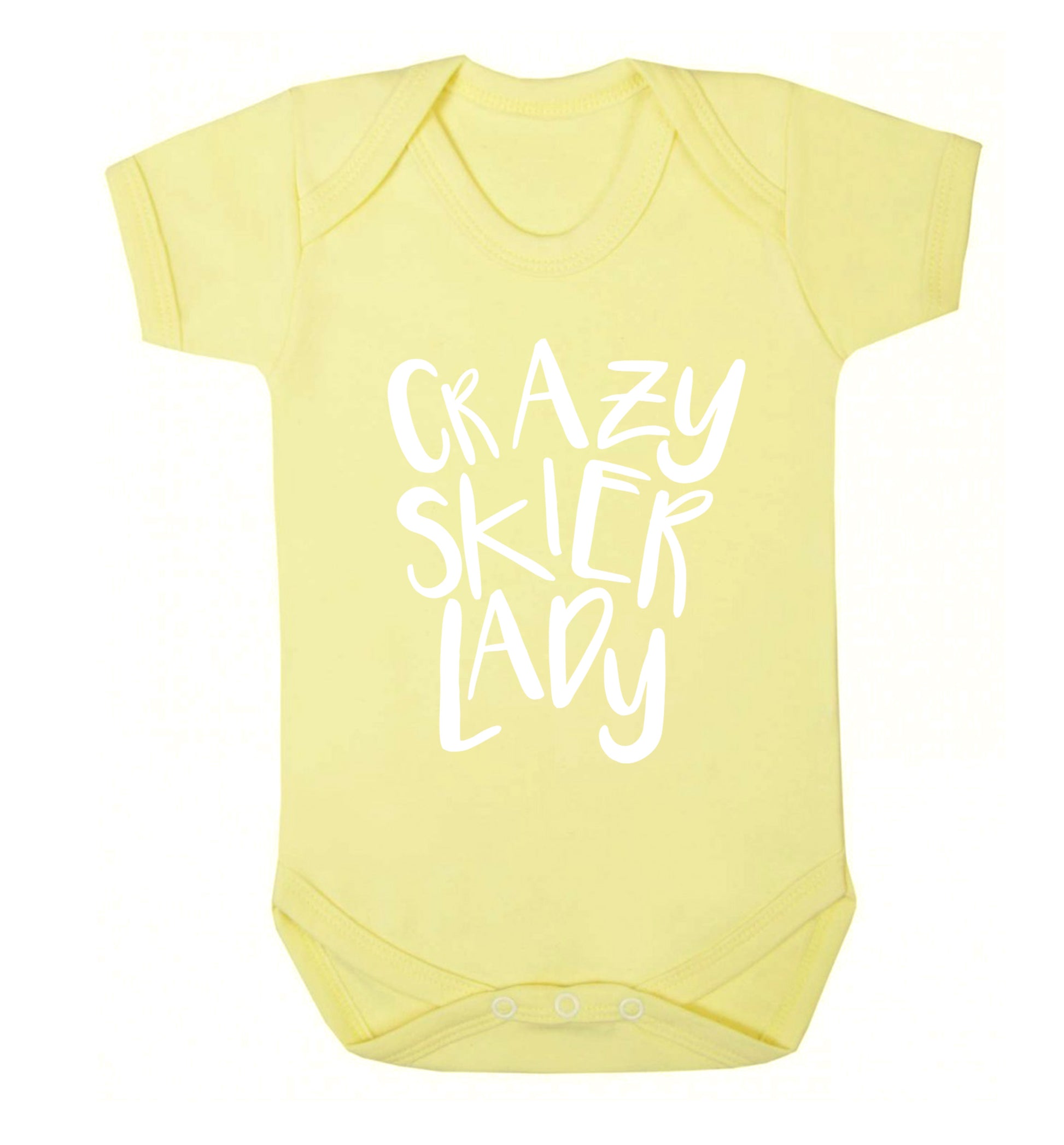 Crazy skier lady Baby Vest pale yellow 18-24 months