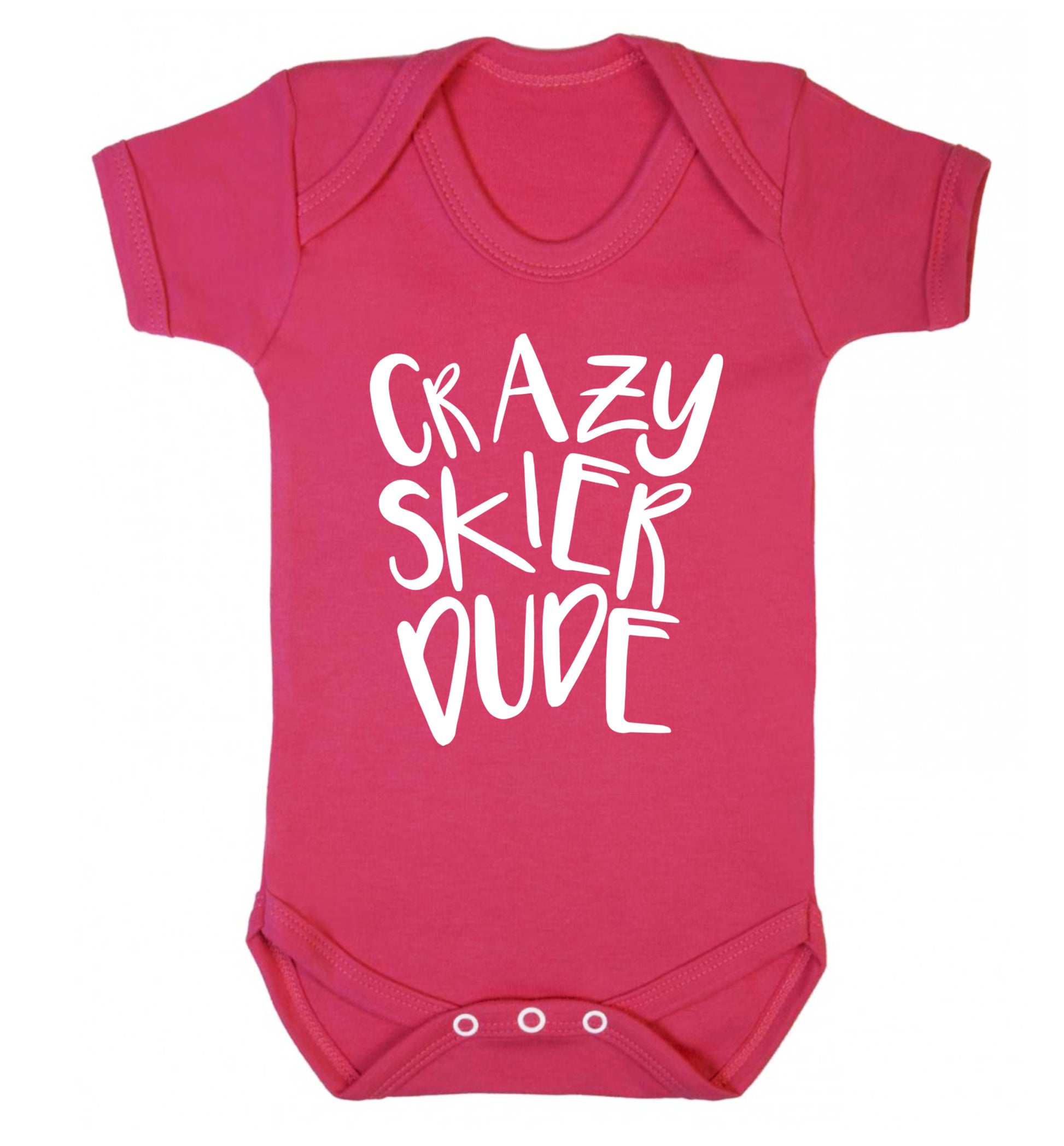 Crazy skier dude Baby Vest dark pink 18-24 months