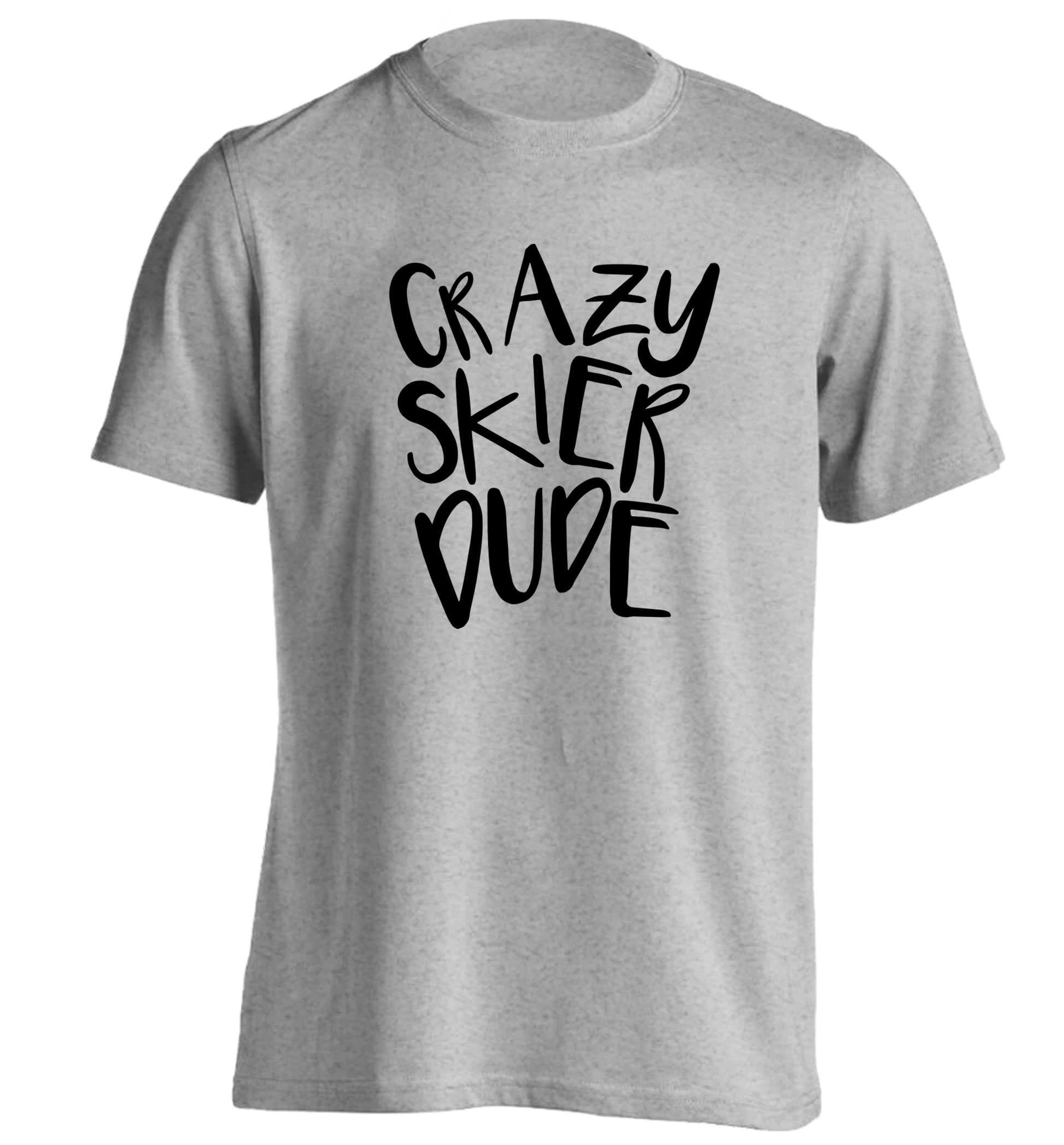 Crazy skier dude adults unisexgrey Tshirt 2XL