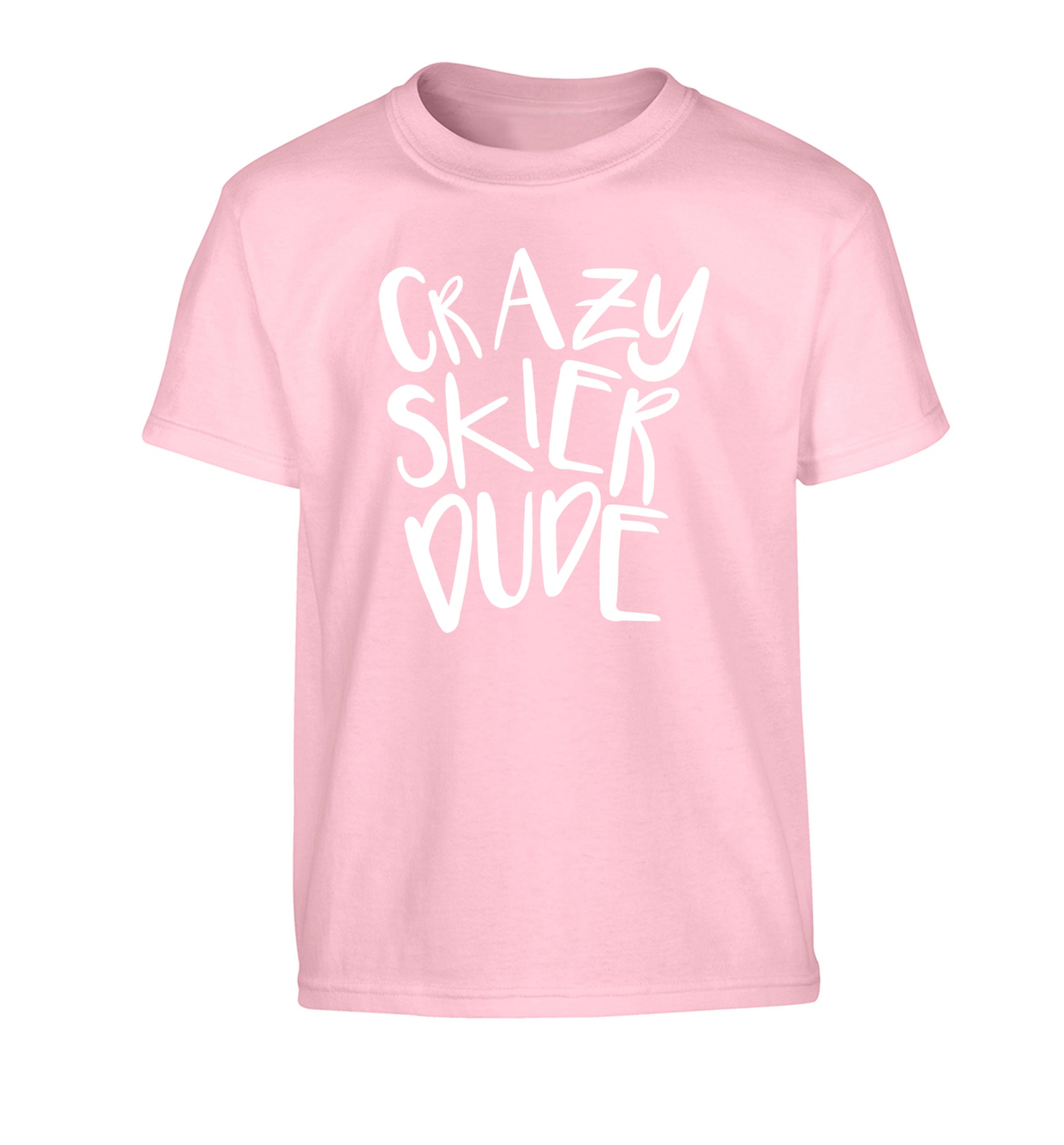 Crazy skier dude Children's light pink Tshirt 12-14 Years