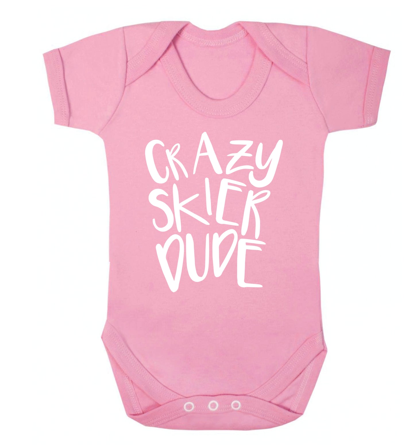 Crazy skier dude Baby Vest pale pink 18-24 months