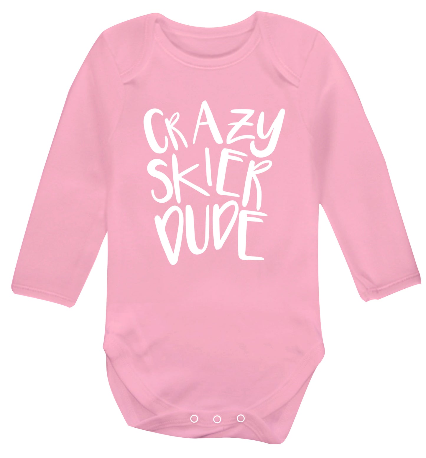 Crazy skier dude Baby Vest long sleeved pale pink 6-12 months
