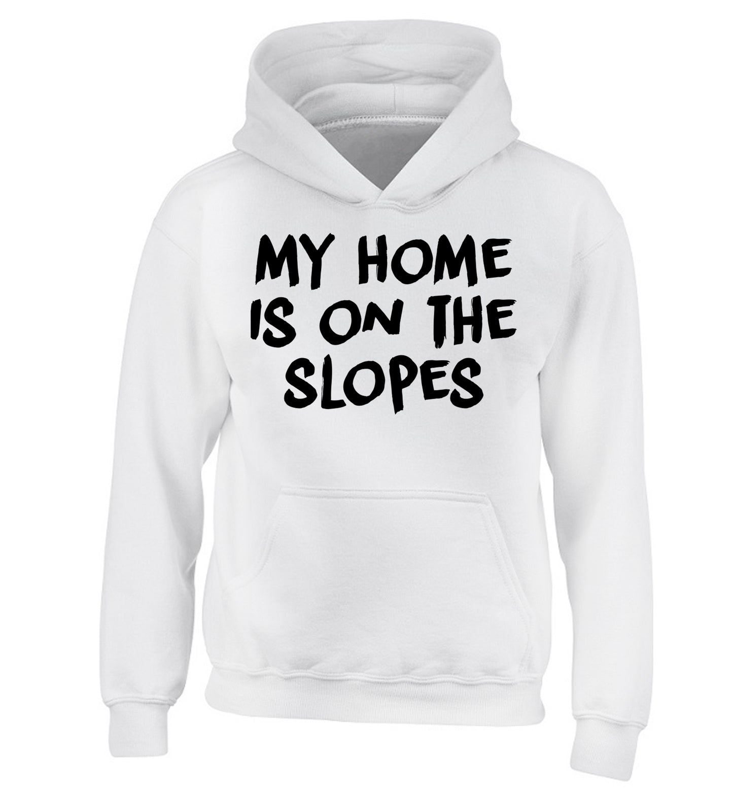 My home is on the slopes children's white hoodie 12-14 Years