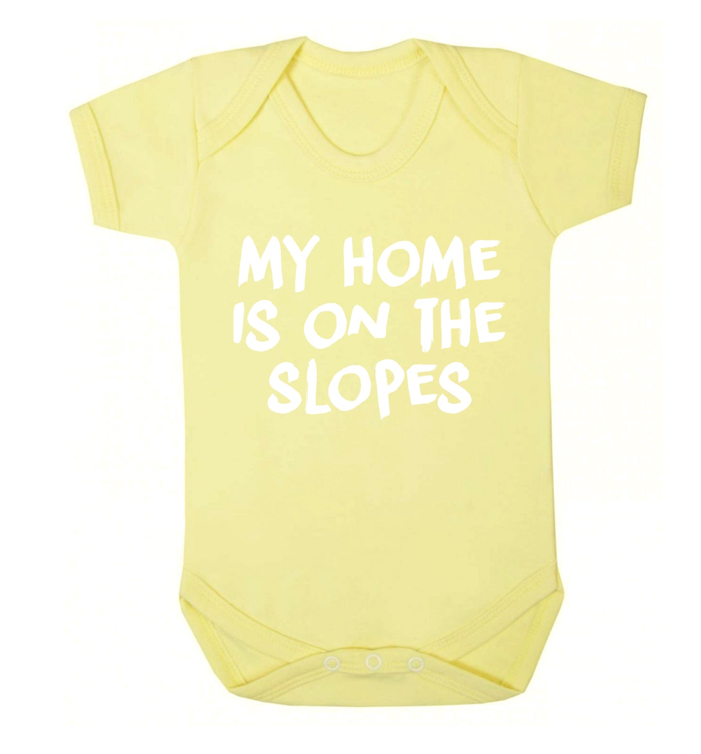 My home is on the slopes Baby Vest pale yellow 18-24 months