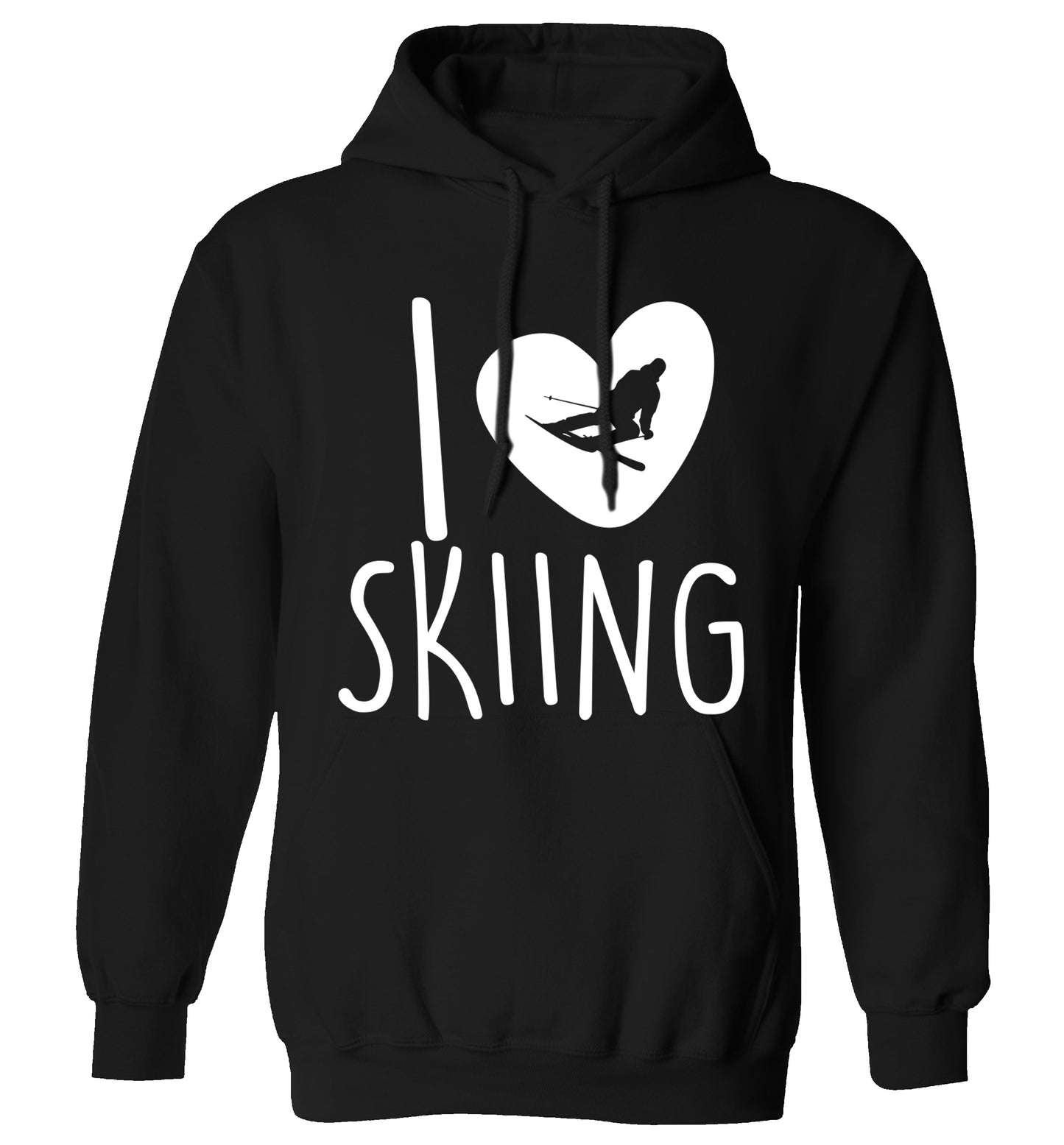 I love skiing adults unisexblack hoodie 2XL