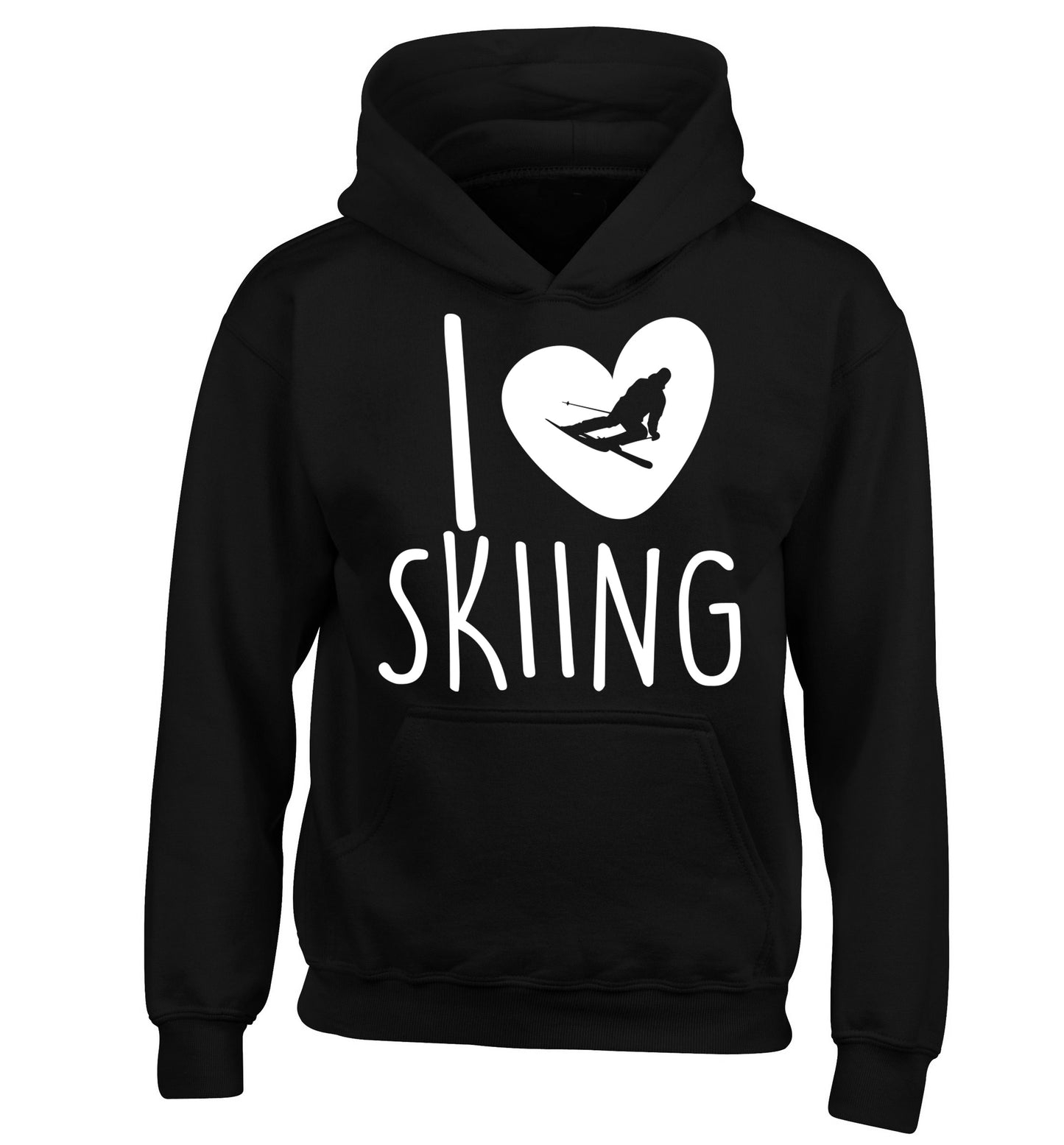 I love skiing children's black hoodie 12-14 Years
