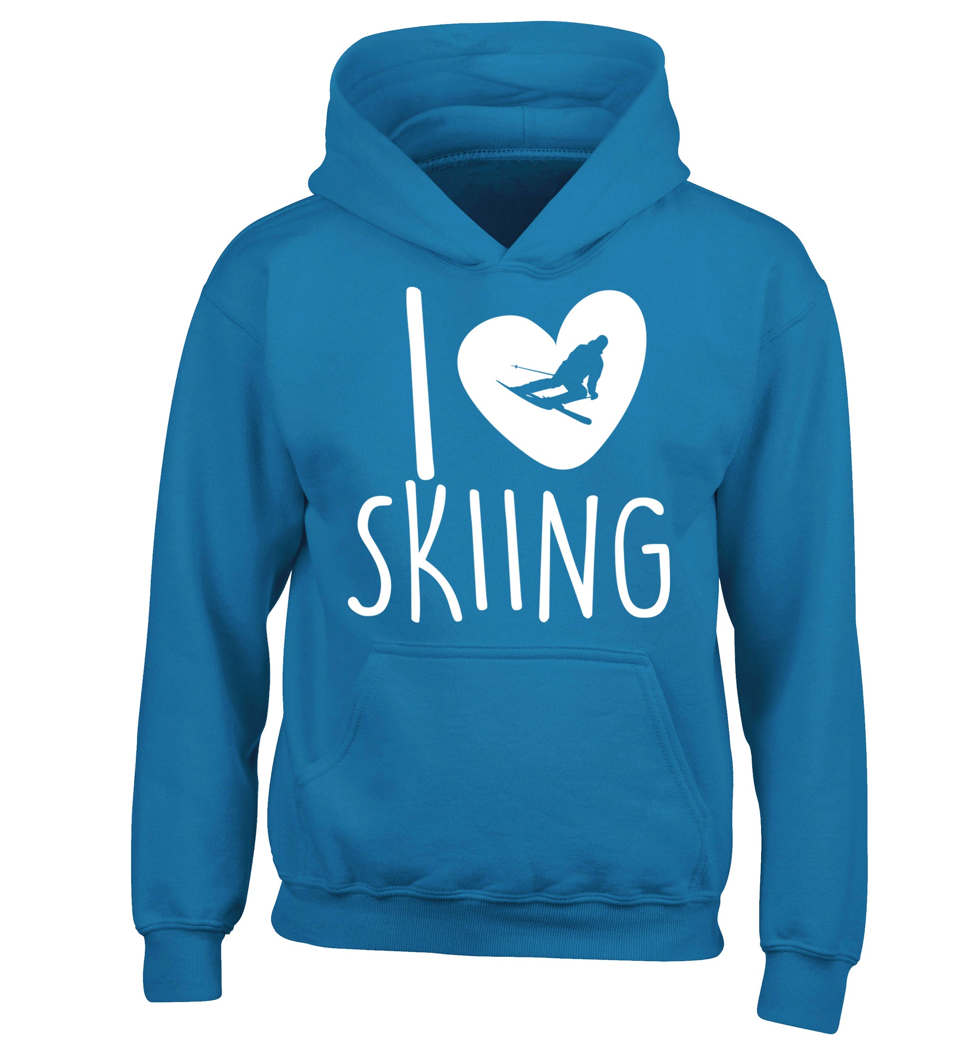 I love skiing children's blue hoodie 12-14 Years