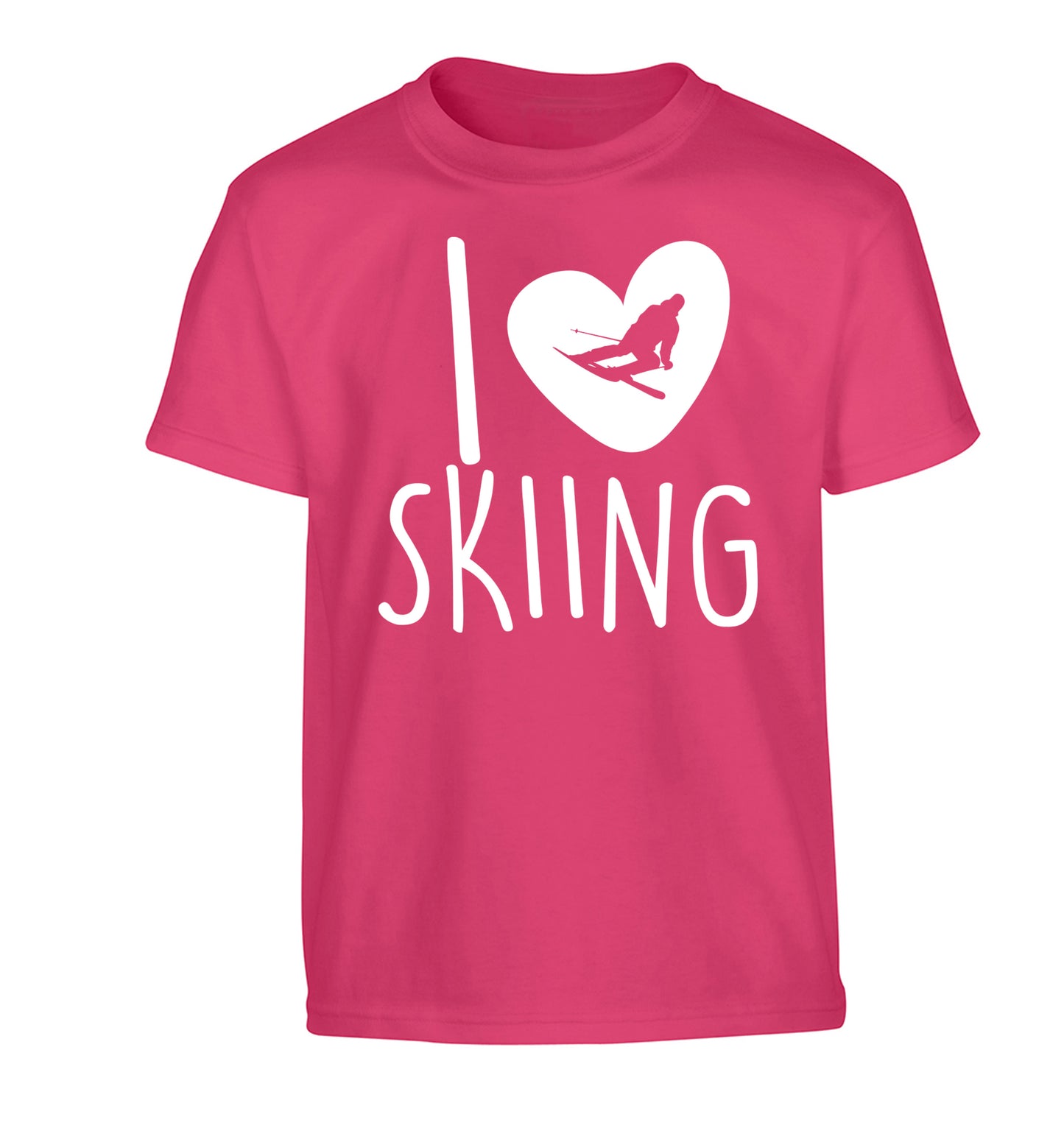 I love skiing Children's pink Tshirt 12-14 Years