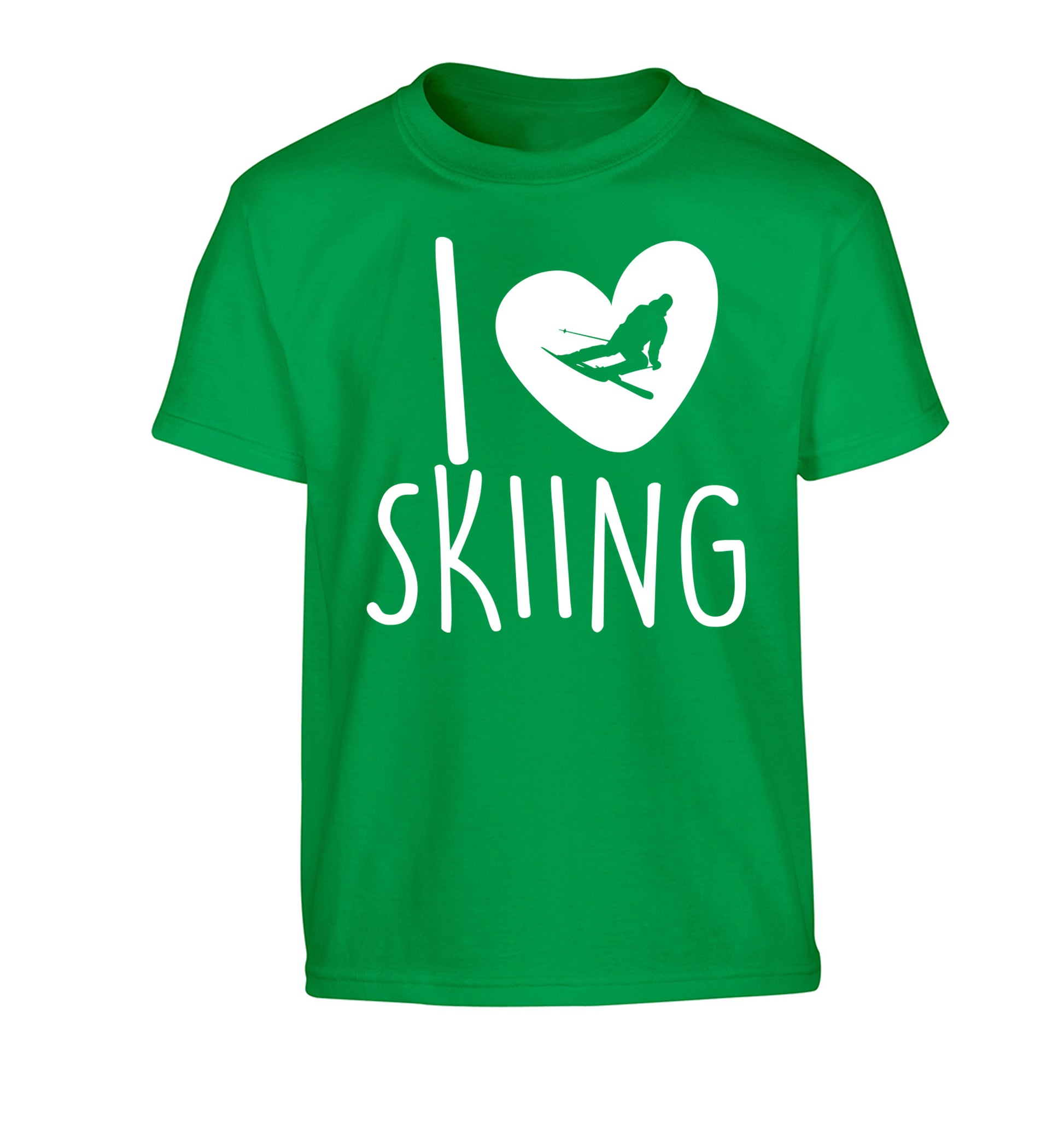 I love skiing Children's green Tshirt 12-14 Years