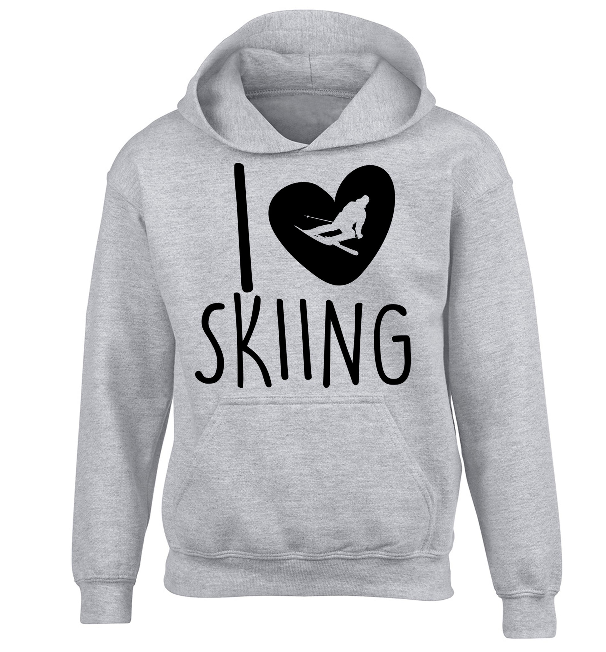 I love skiing children's grey hoodie 12-14 Years