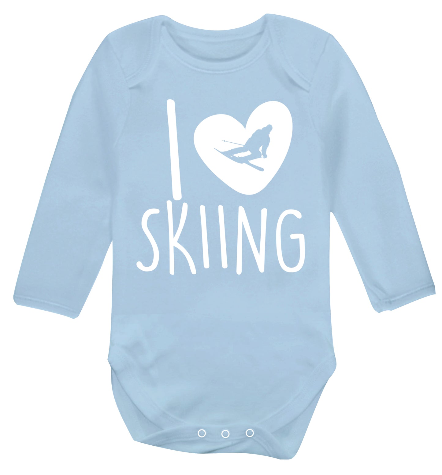 I love skiing Baby Vest long sleeved pale blue 6-12 months