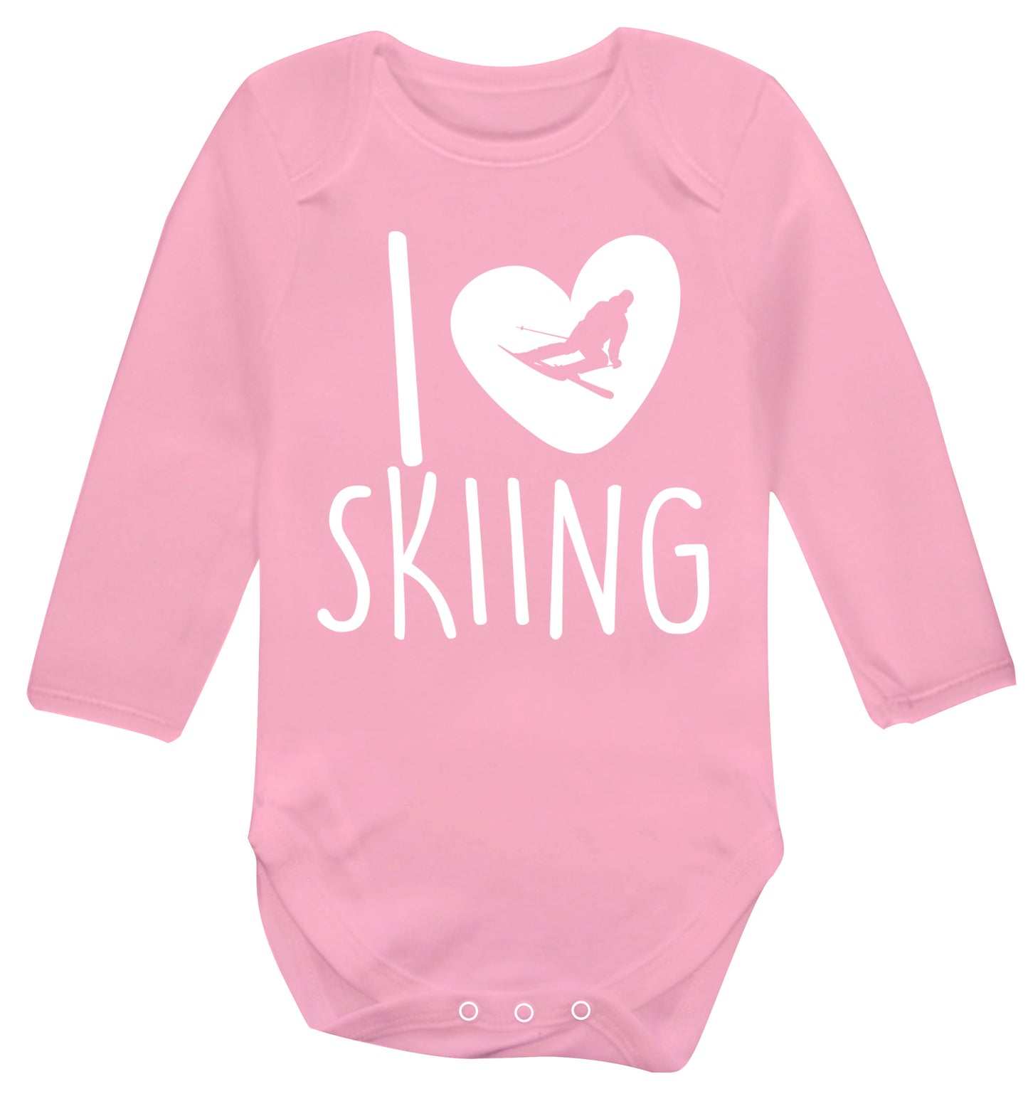 I love skiing Baby Vest long sleeved pale pink 6-12 months