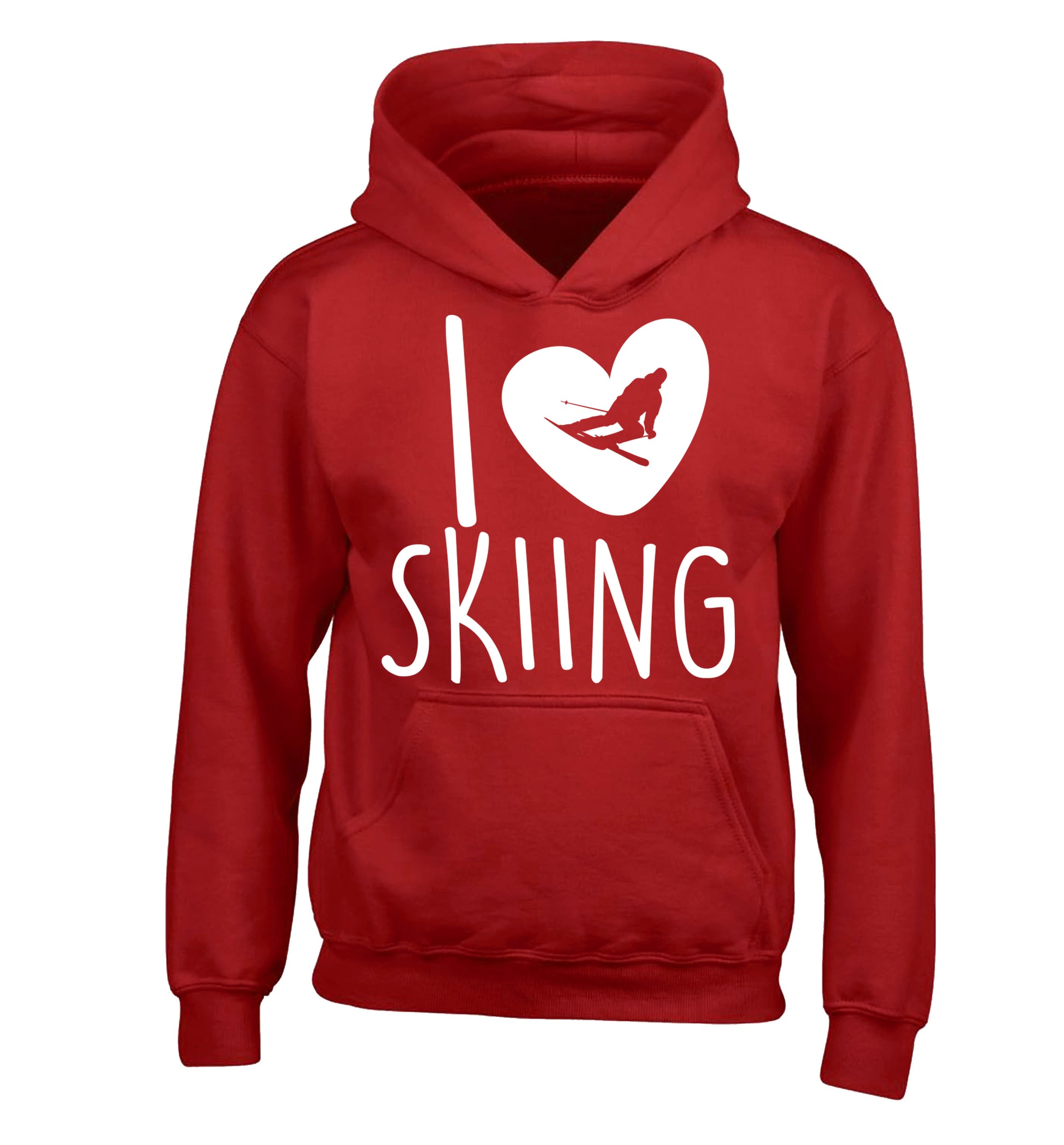 I love skiing children's red hoodie 12-14 Years