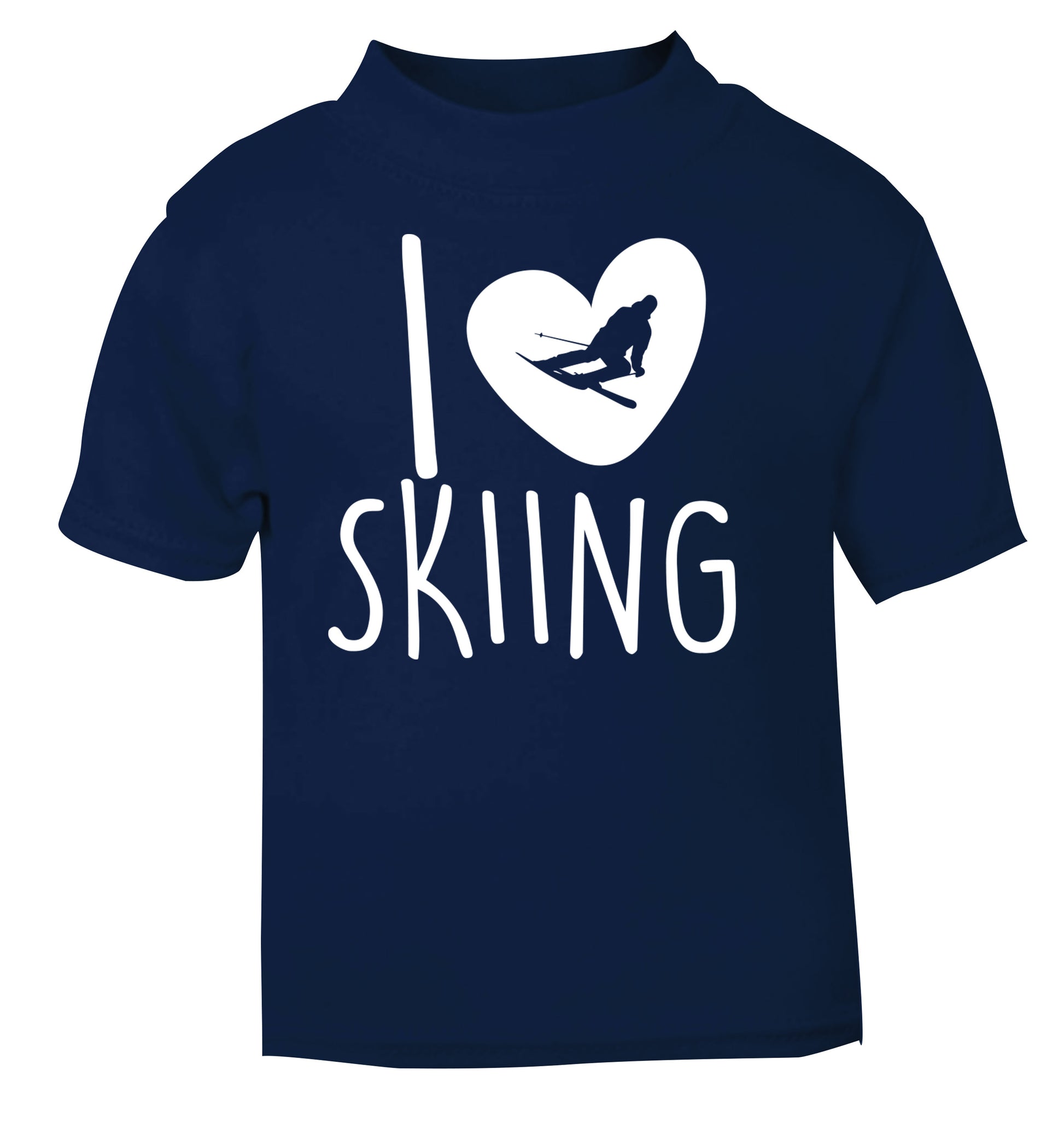 I love skiing navy Baby Toddler Tshirt 2 Years