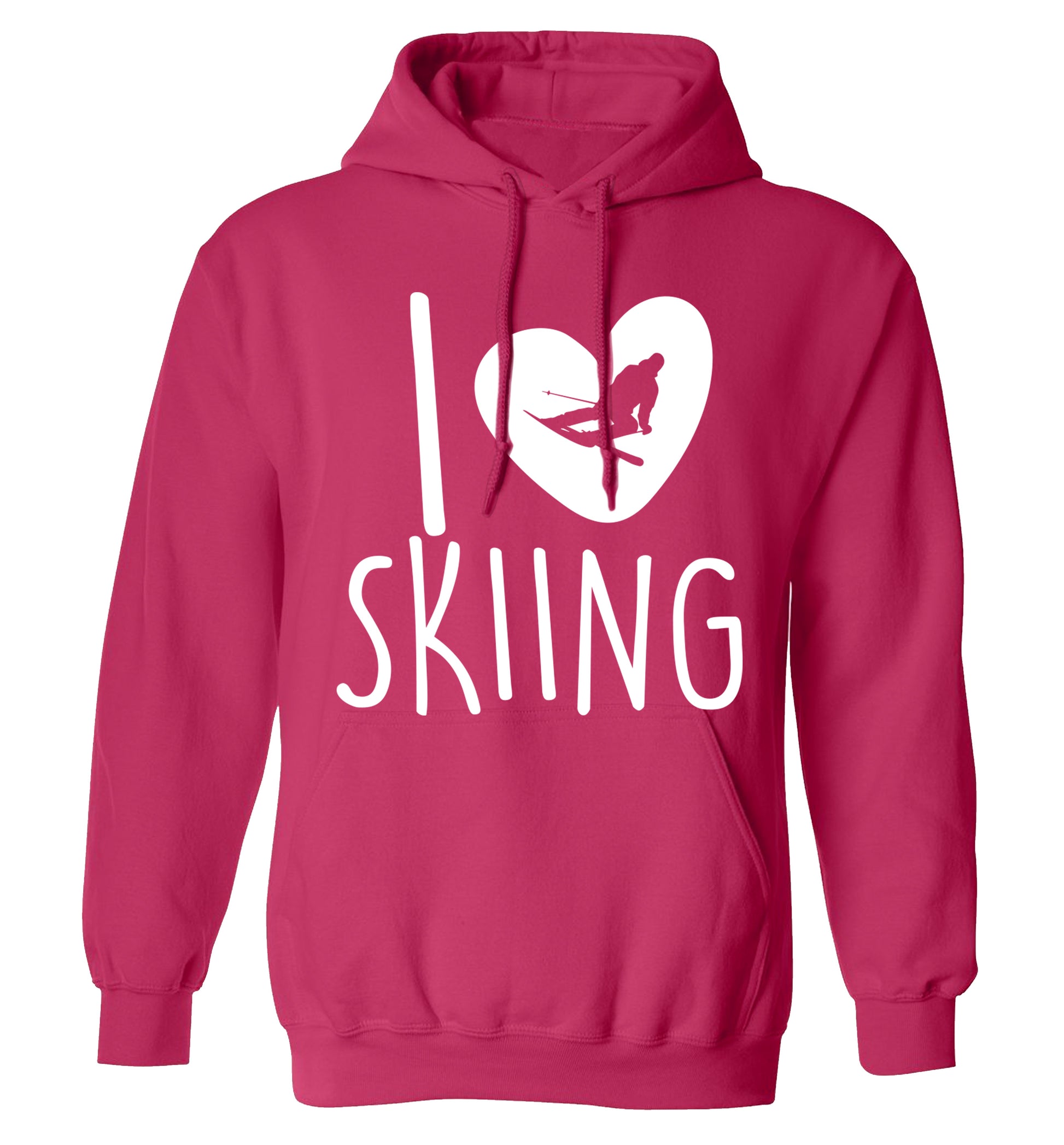 I love skiing adults unisexpink hoodie 2XL