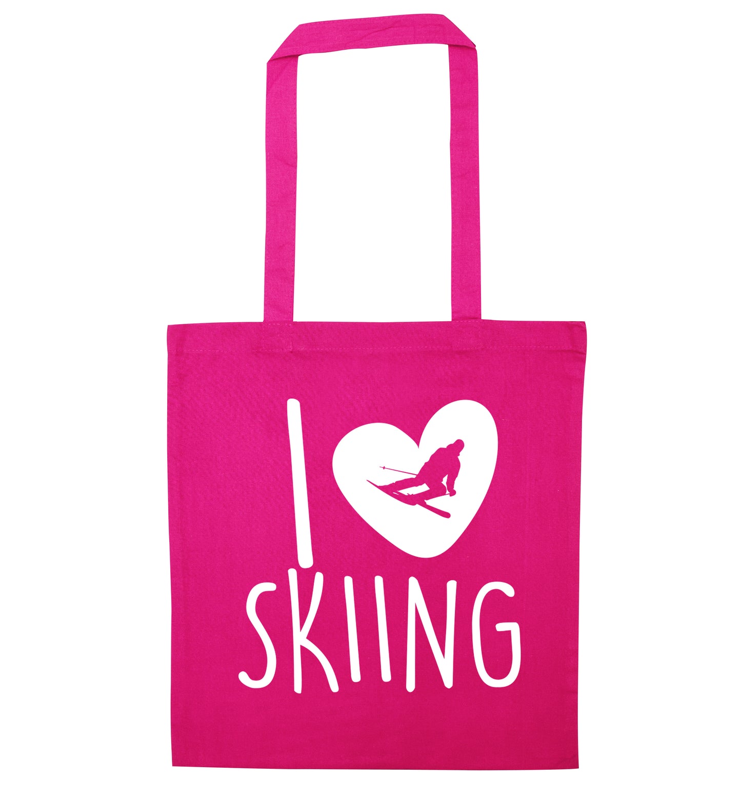 I love skiing pink tote bag