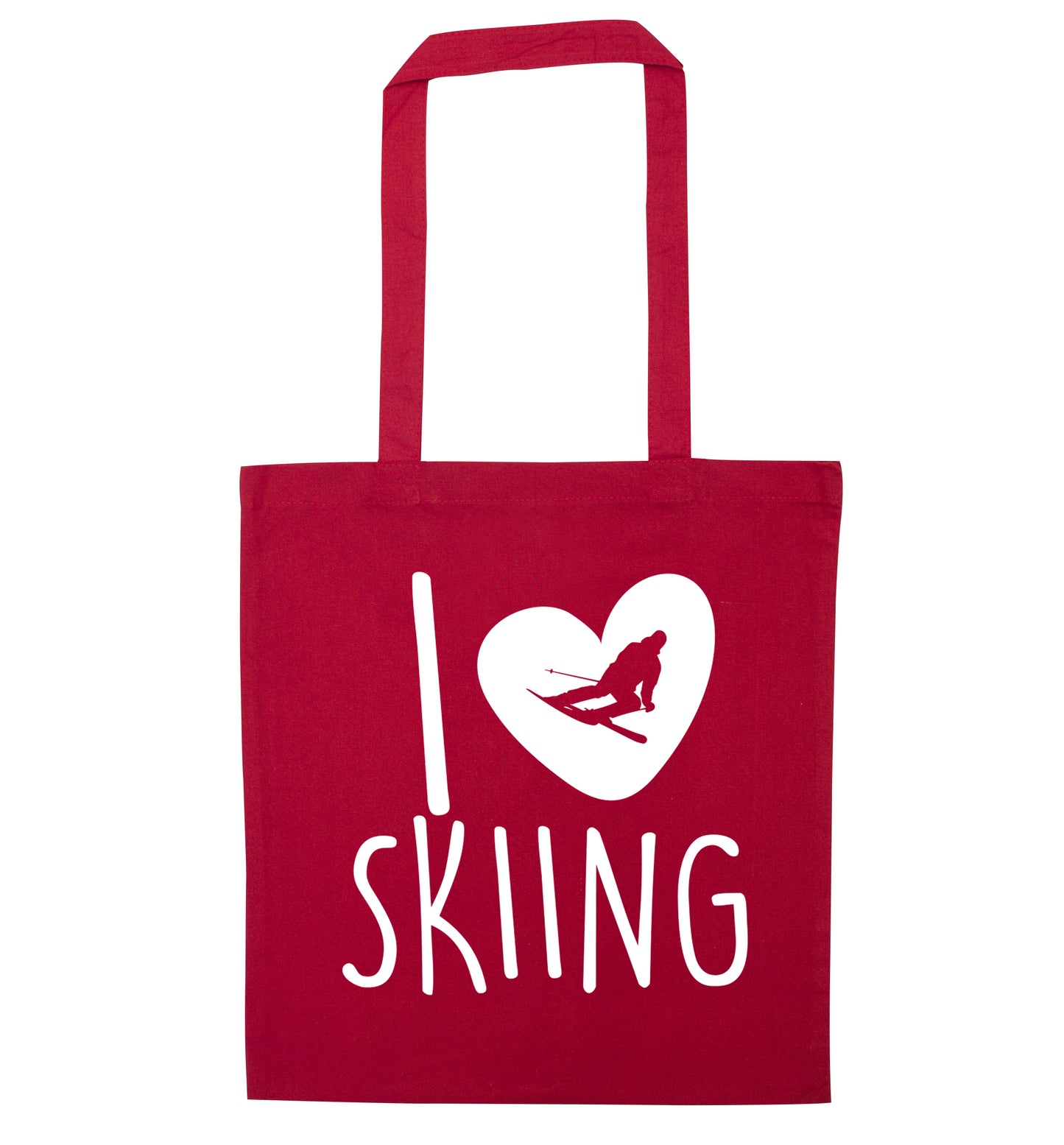 I love skiing red tote bag