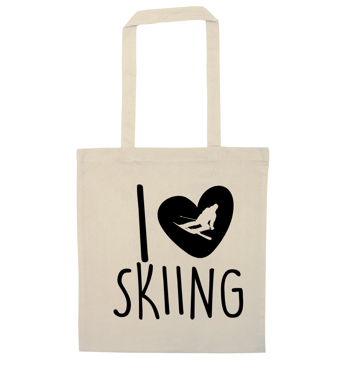 I love skiing natural tote bag