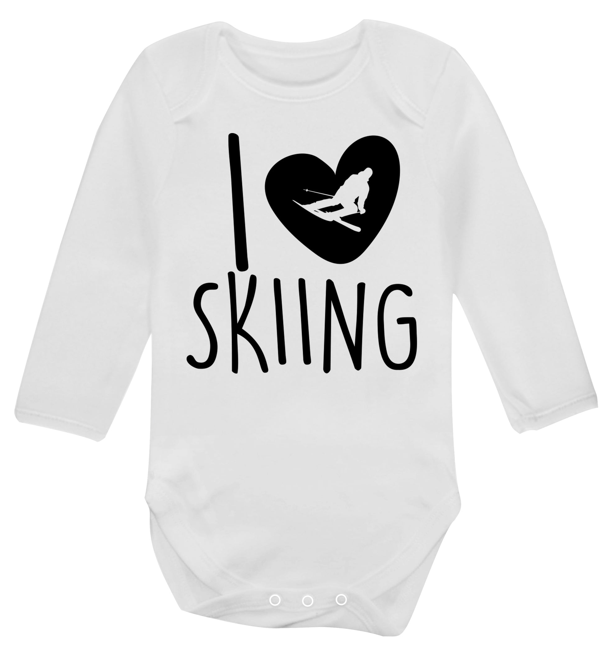 I love skiing Baby Vest long sleeved white 6-12 months