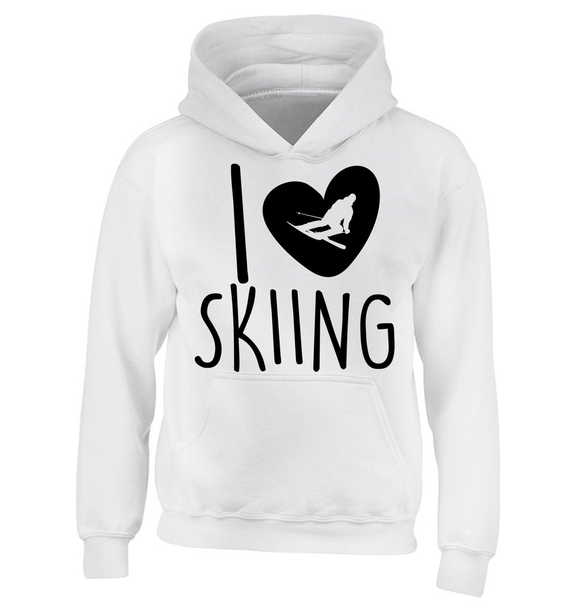 I love skiing children's white hoodie 12-14 Years