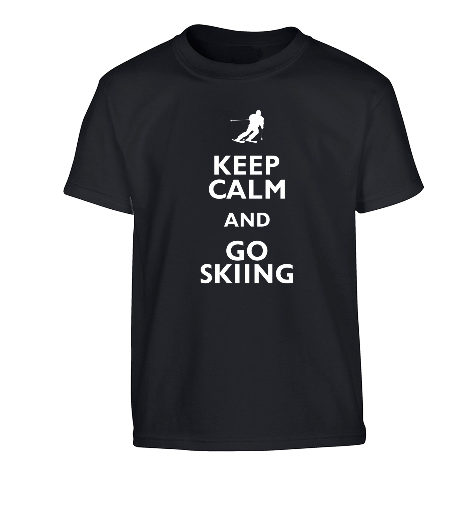 Keep calm and go skiing Children's black Tshirt 12-14 Years