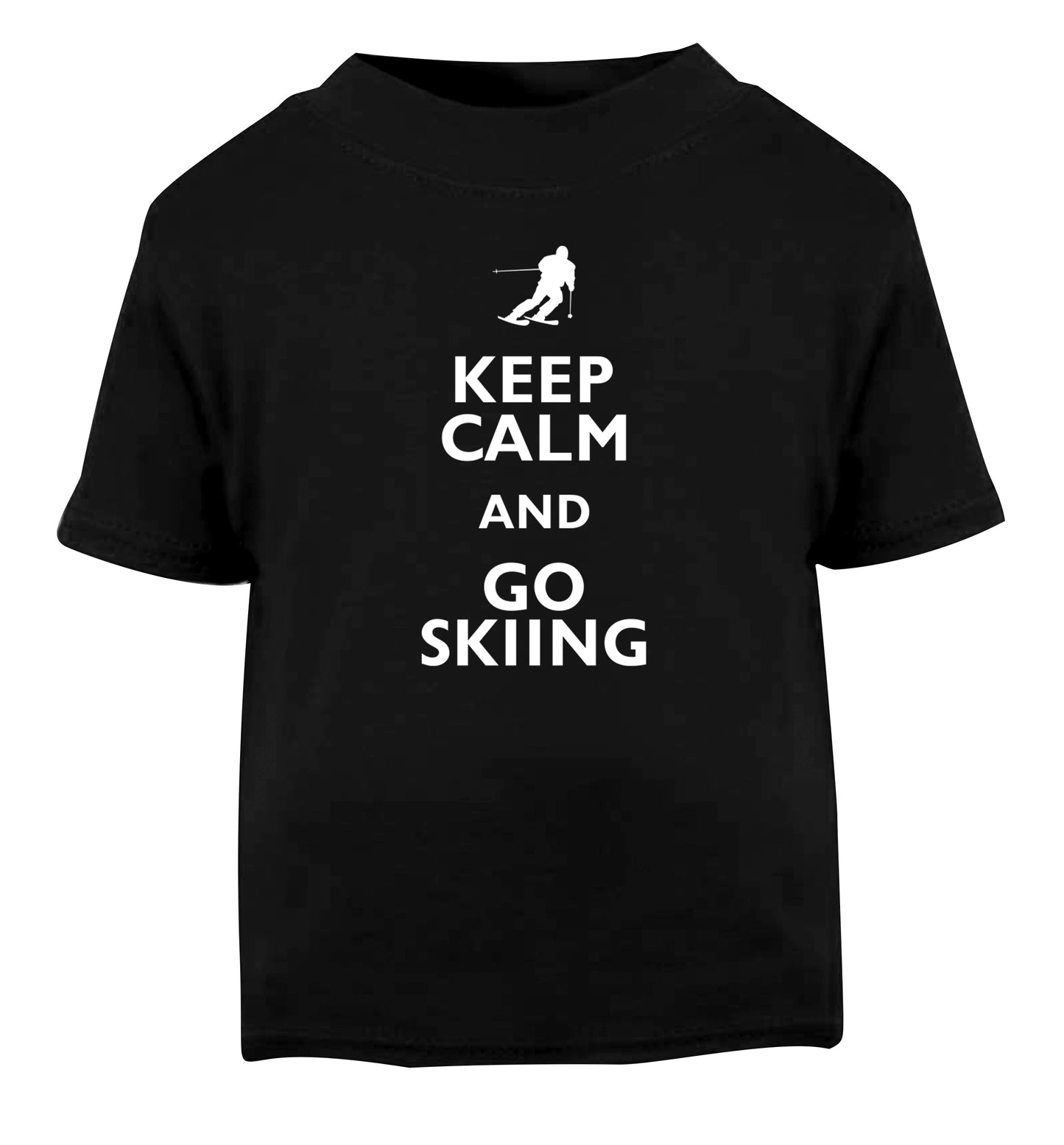Keep calm and go skiing Black Baby Toddler Tshirt 2 years