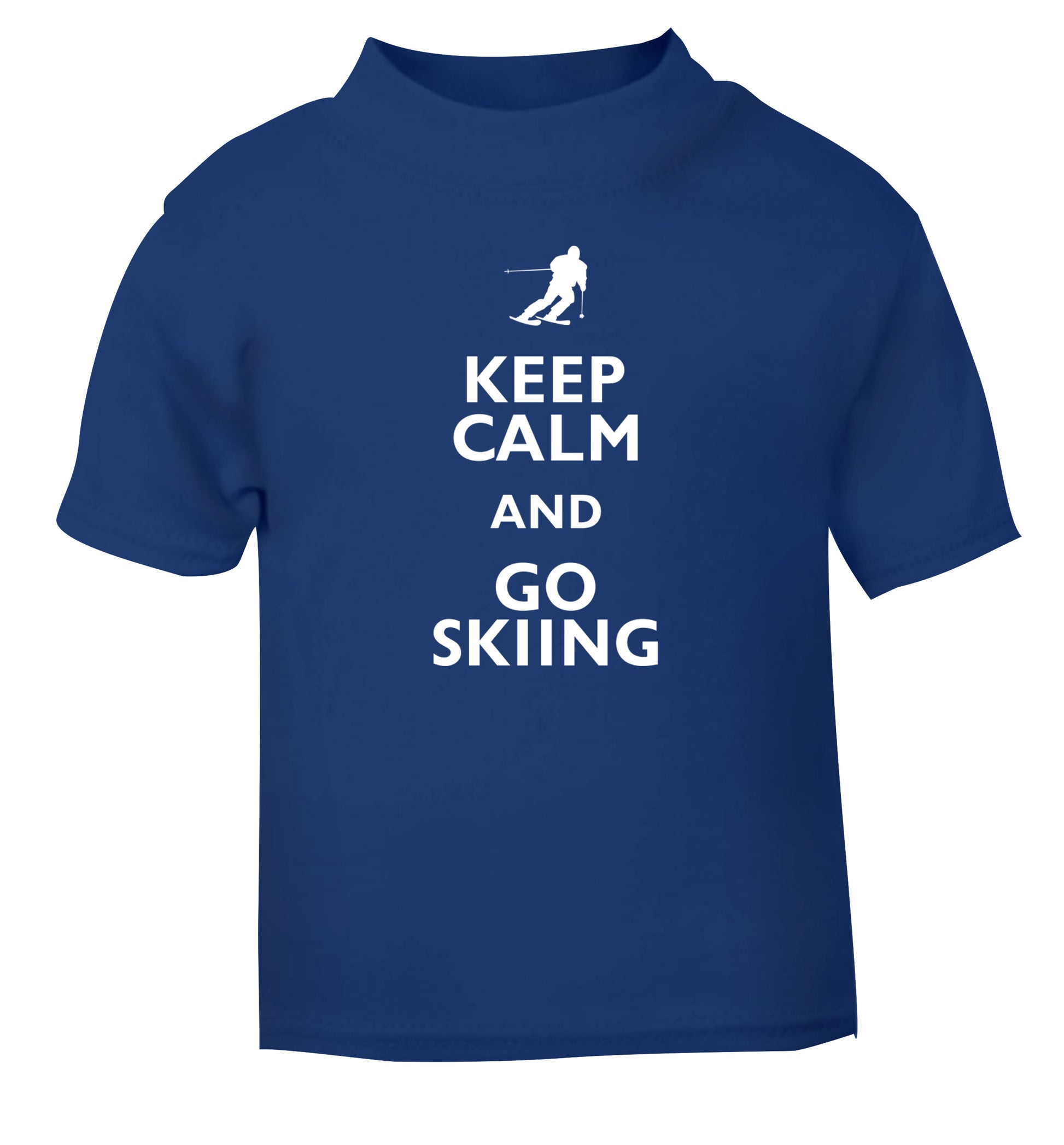 Keep calm and go skiing blue Baby Toddler Tshirt 2 Years