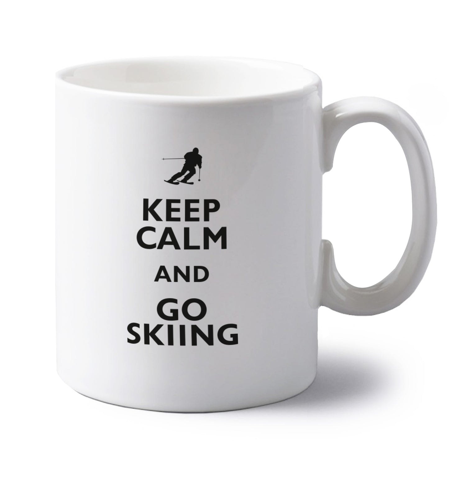 Keep calm and go skiing left handed white ceramic mug 