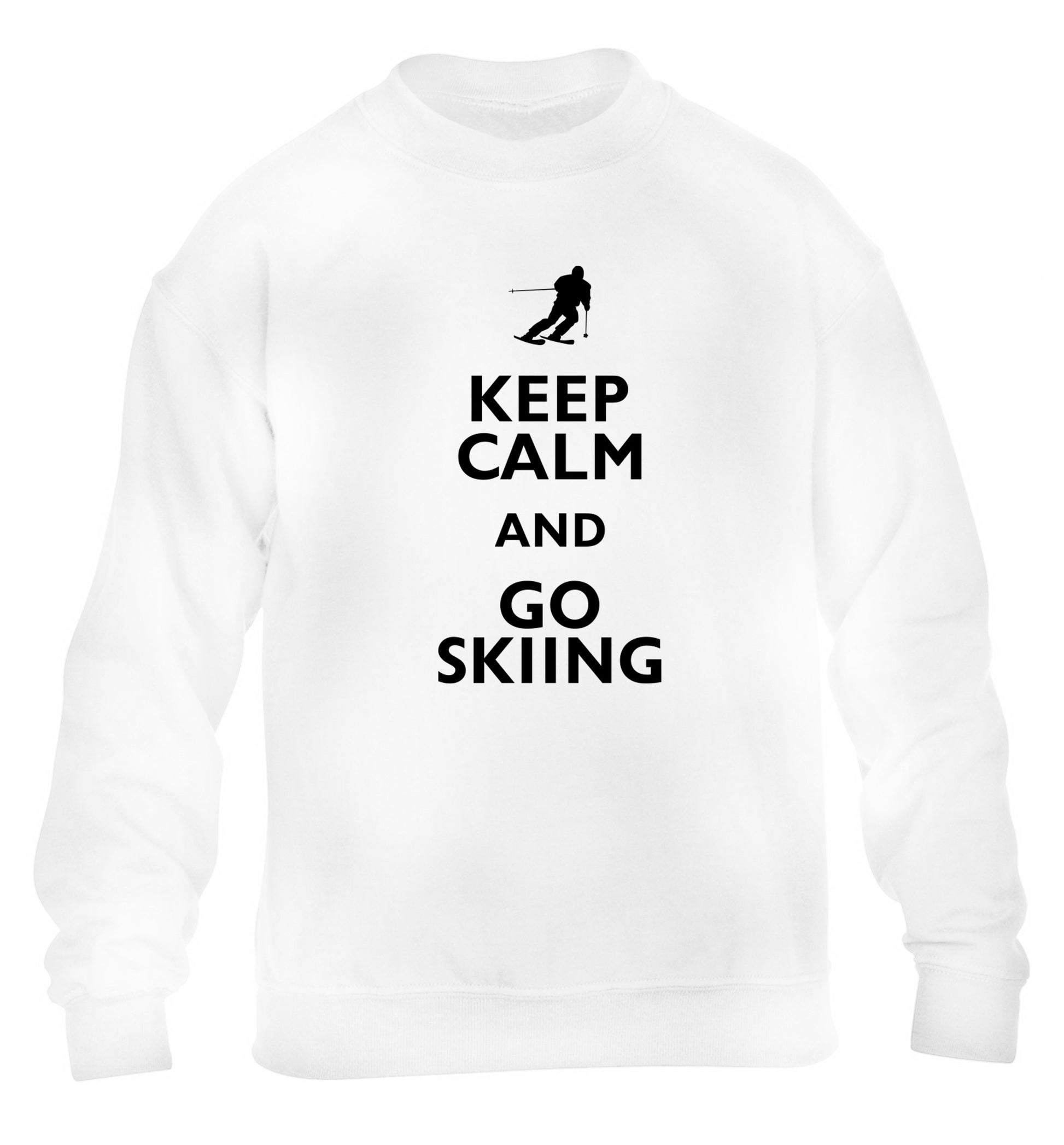 Keep calm and go skiing children's white sweater 12-14 Years