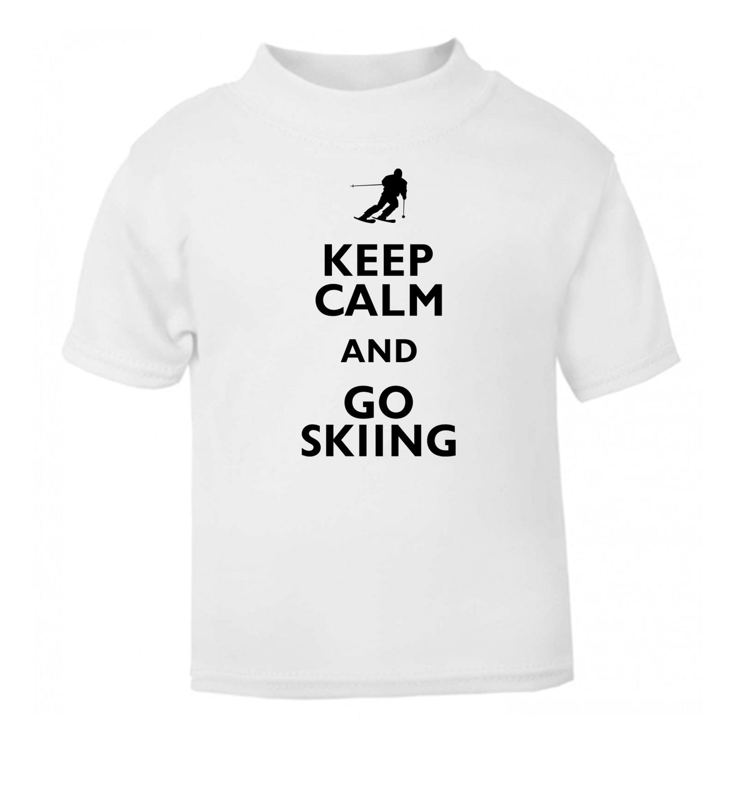 Keep calm and go skiing white Baby Toddler Tshirt 2 Years