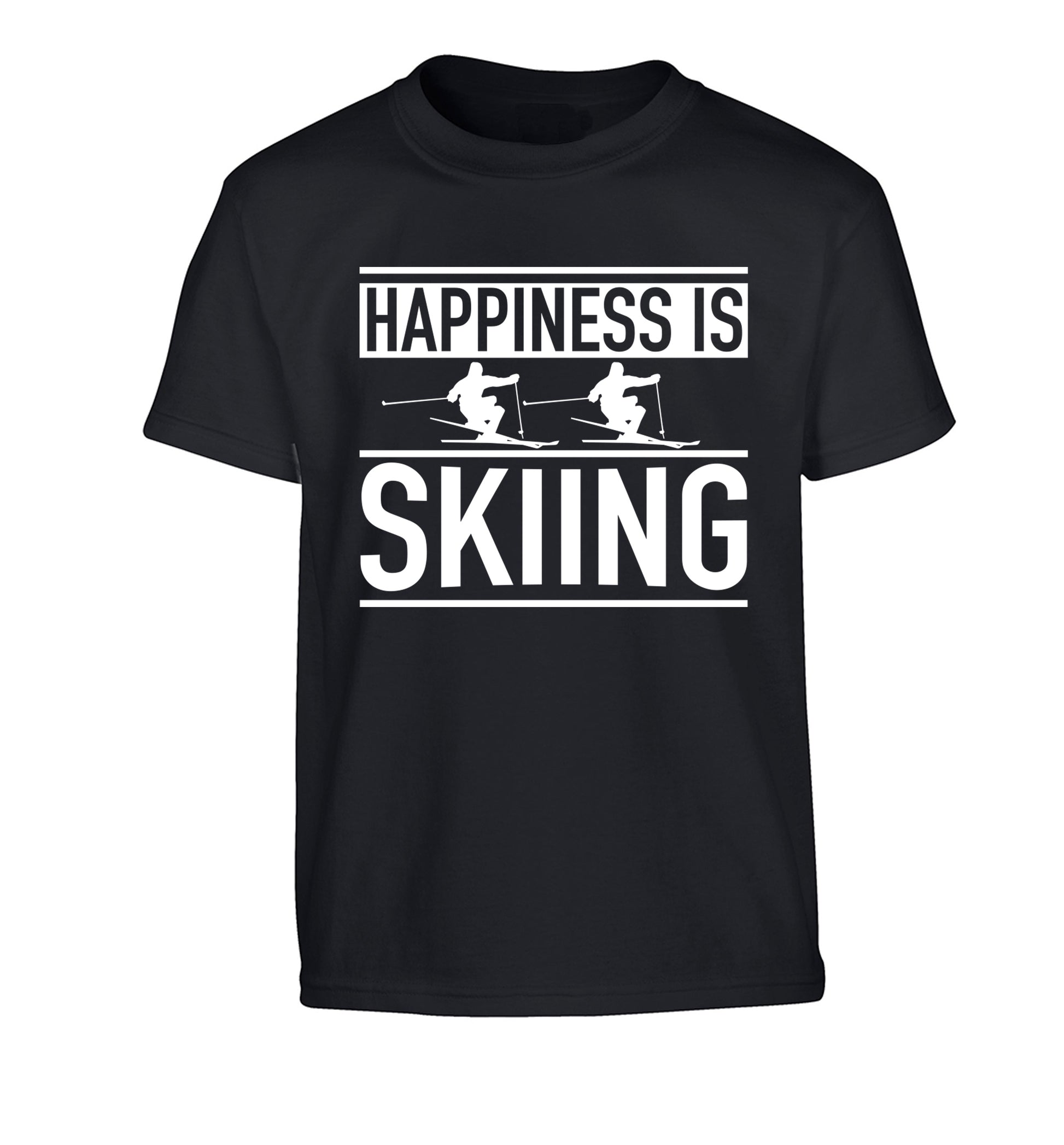 Happiness is skiing Children's black Tshirt 12-14 Years