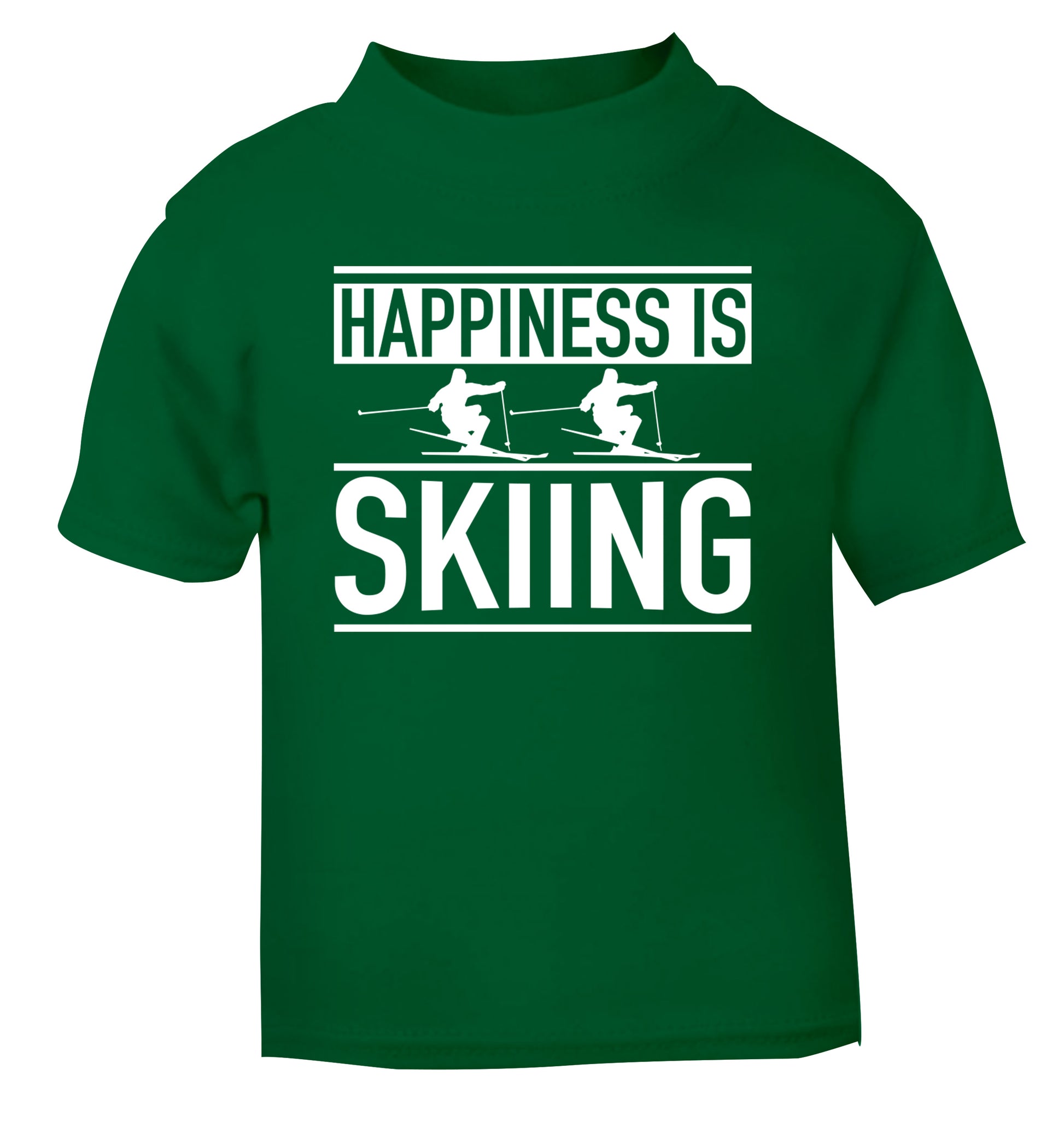 Happiness is skiing green Baby Toddler Tshirt 2 Years