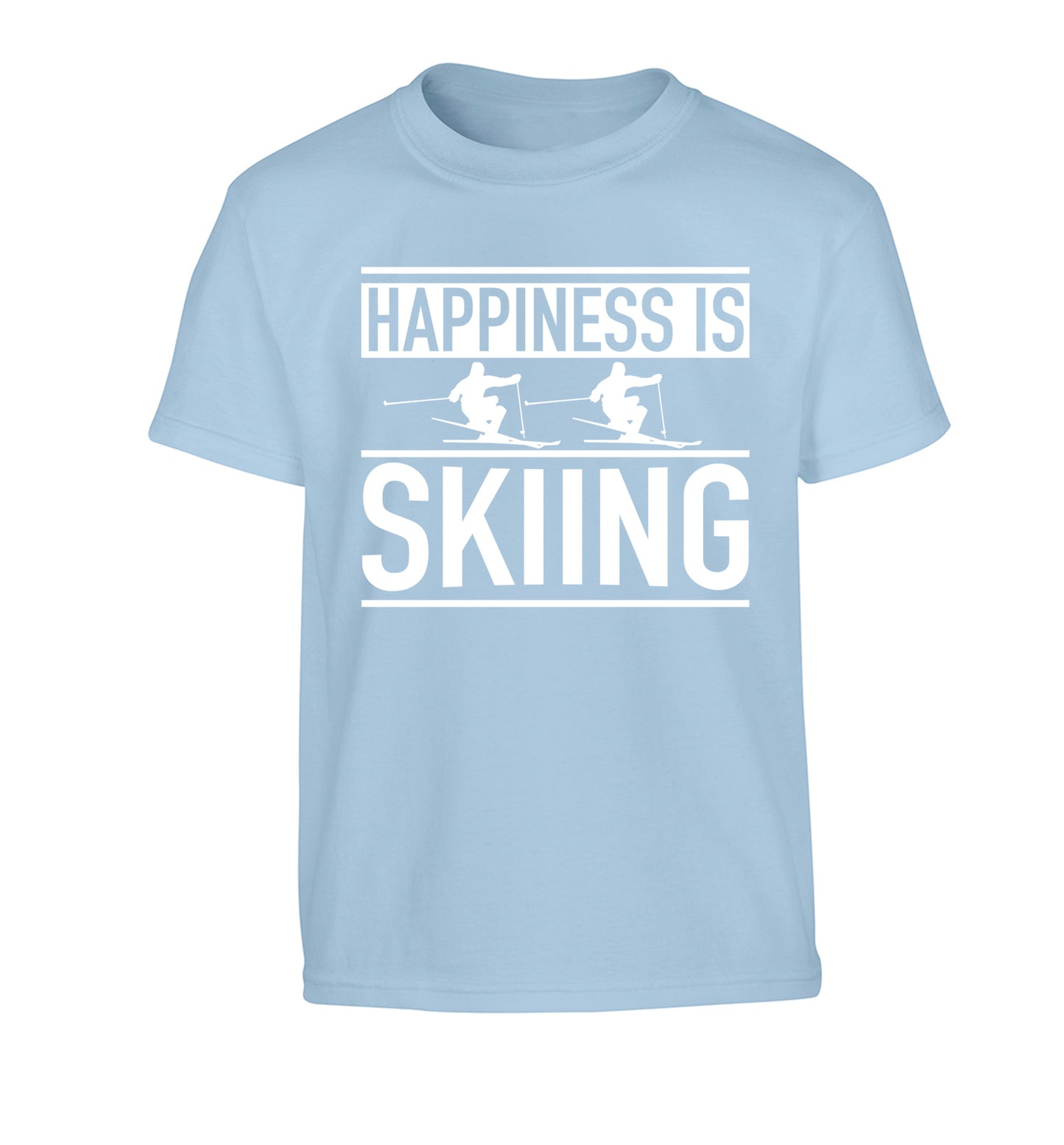 Happiness is skiing Children's light blue Tshirt 12-14 Years