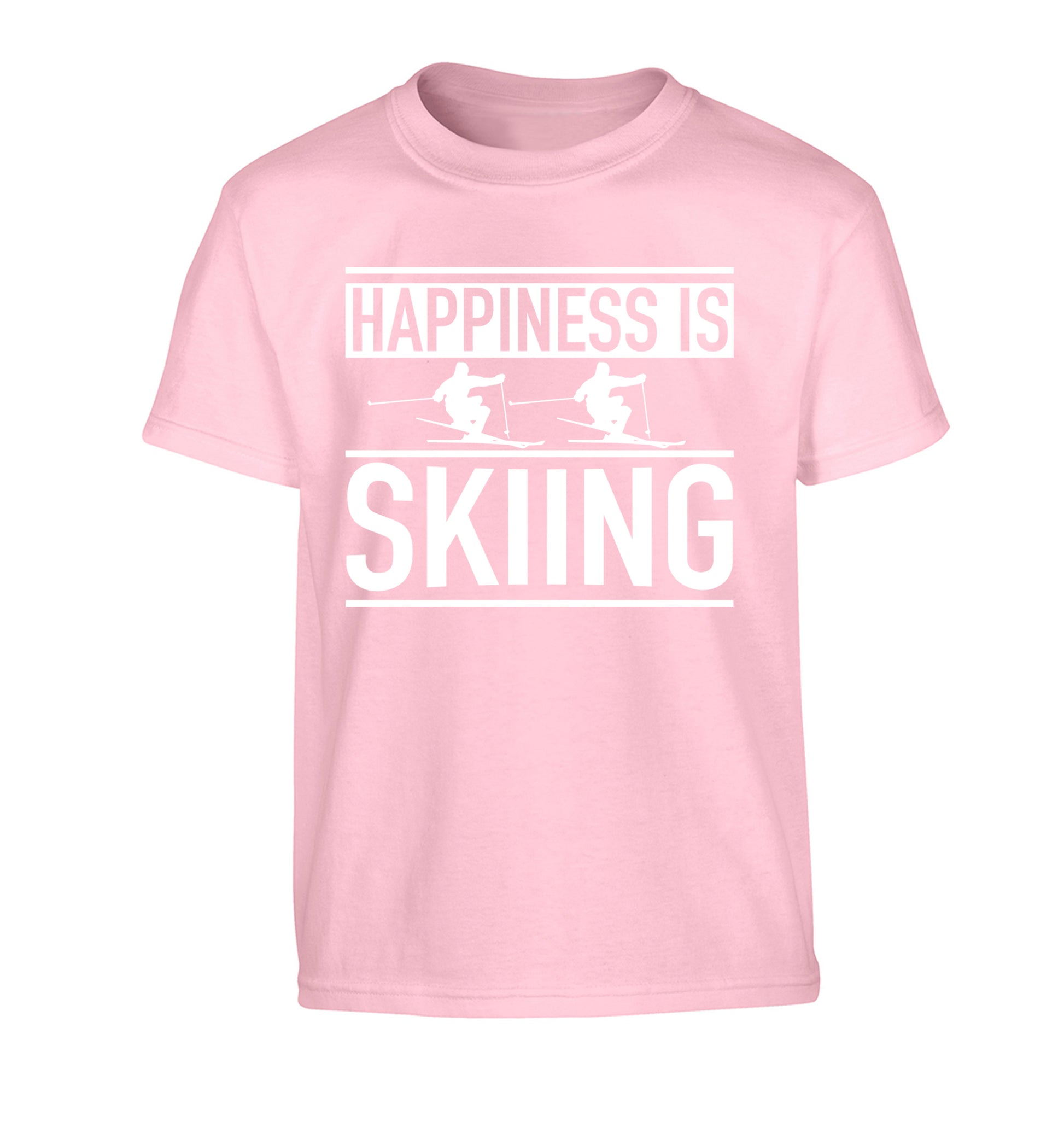 Happiness is skiing Children's light pink Tshirt 12-14 Years