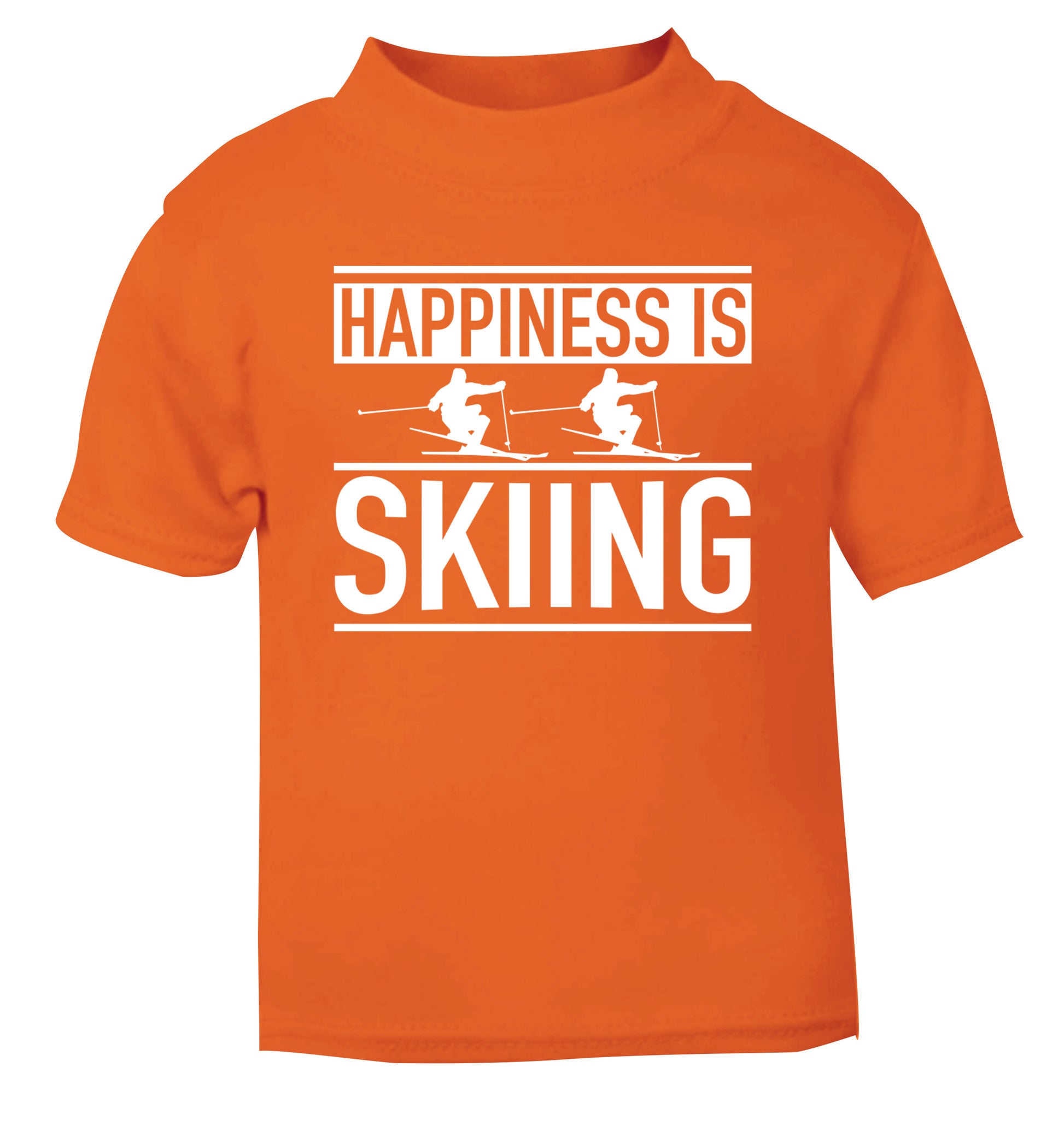 Happiness is skiing orange Baby Toddler Tshirt 2 Years