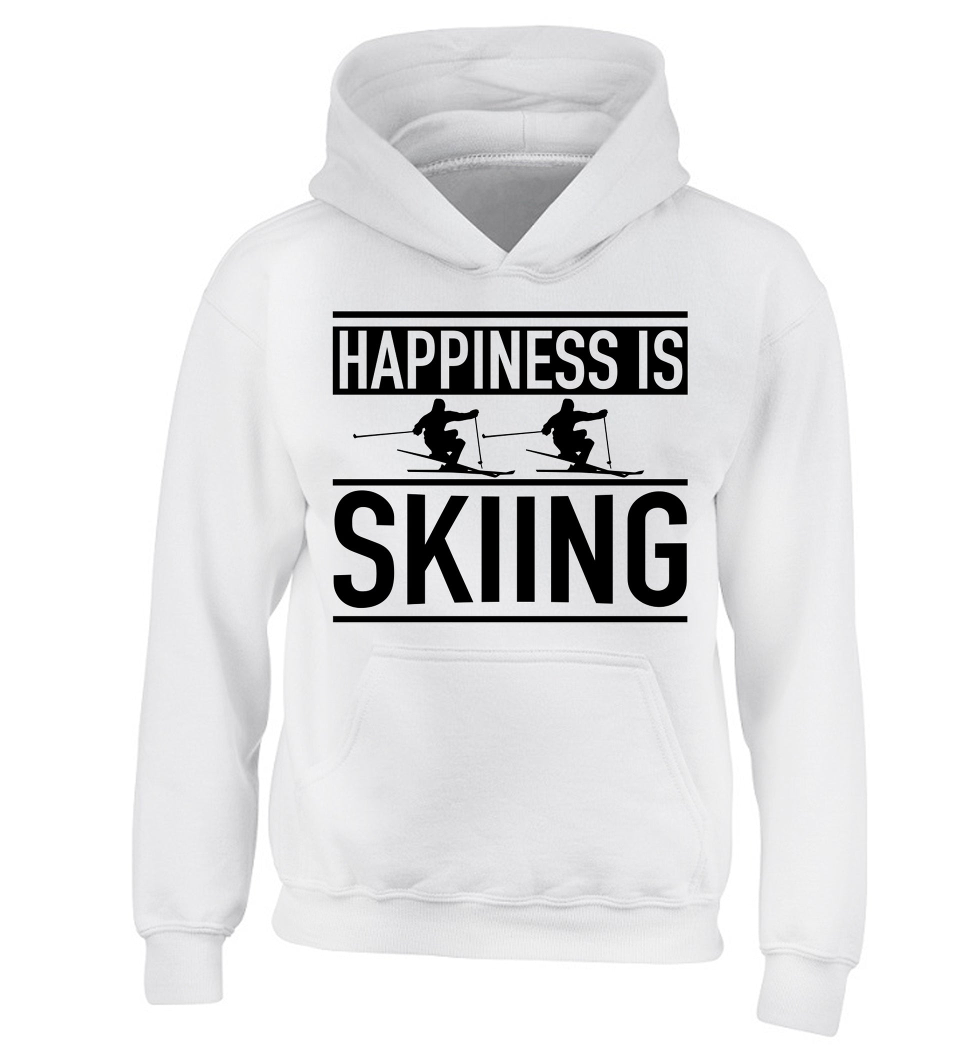 Happiness is skiing children's white hoodie 12-14 Years