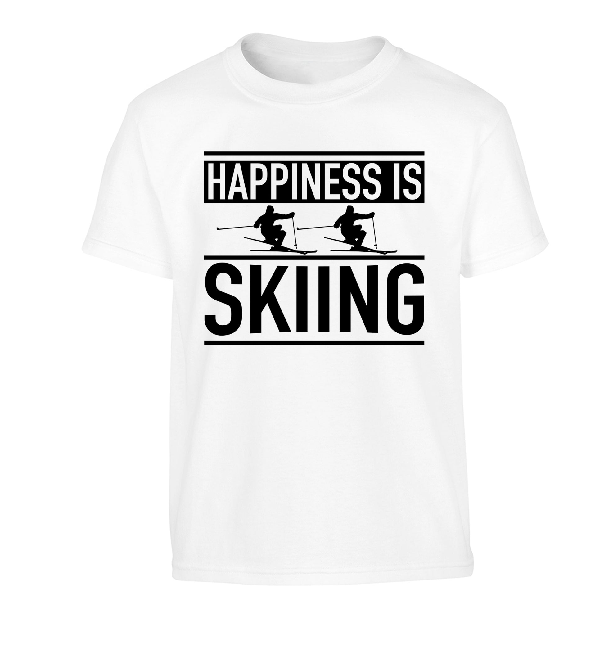 Happiness is skiing Children's white Tshirt 12-14 Years