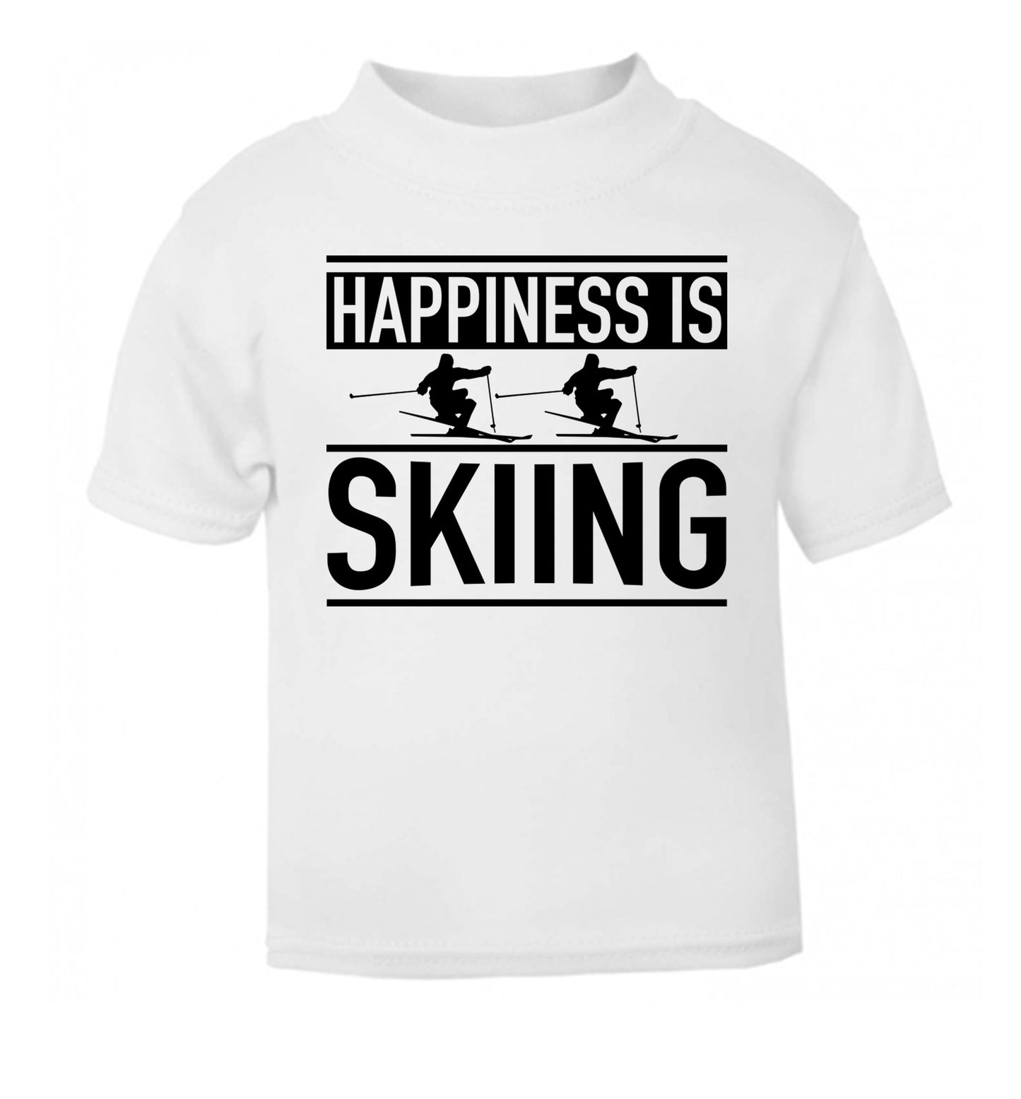Happiness is skiing white Baby Toddler Tshirt 2 Years