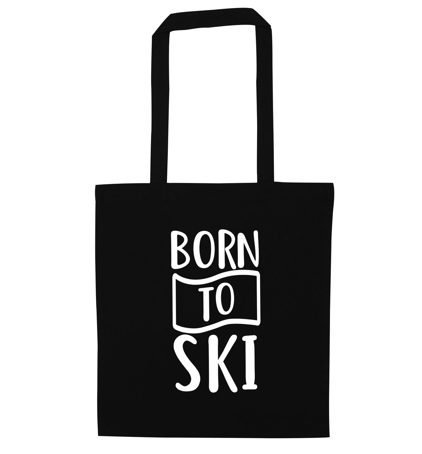 Born to ski black tote bag