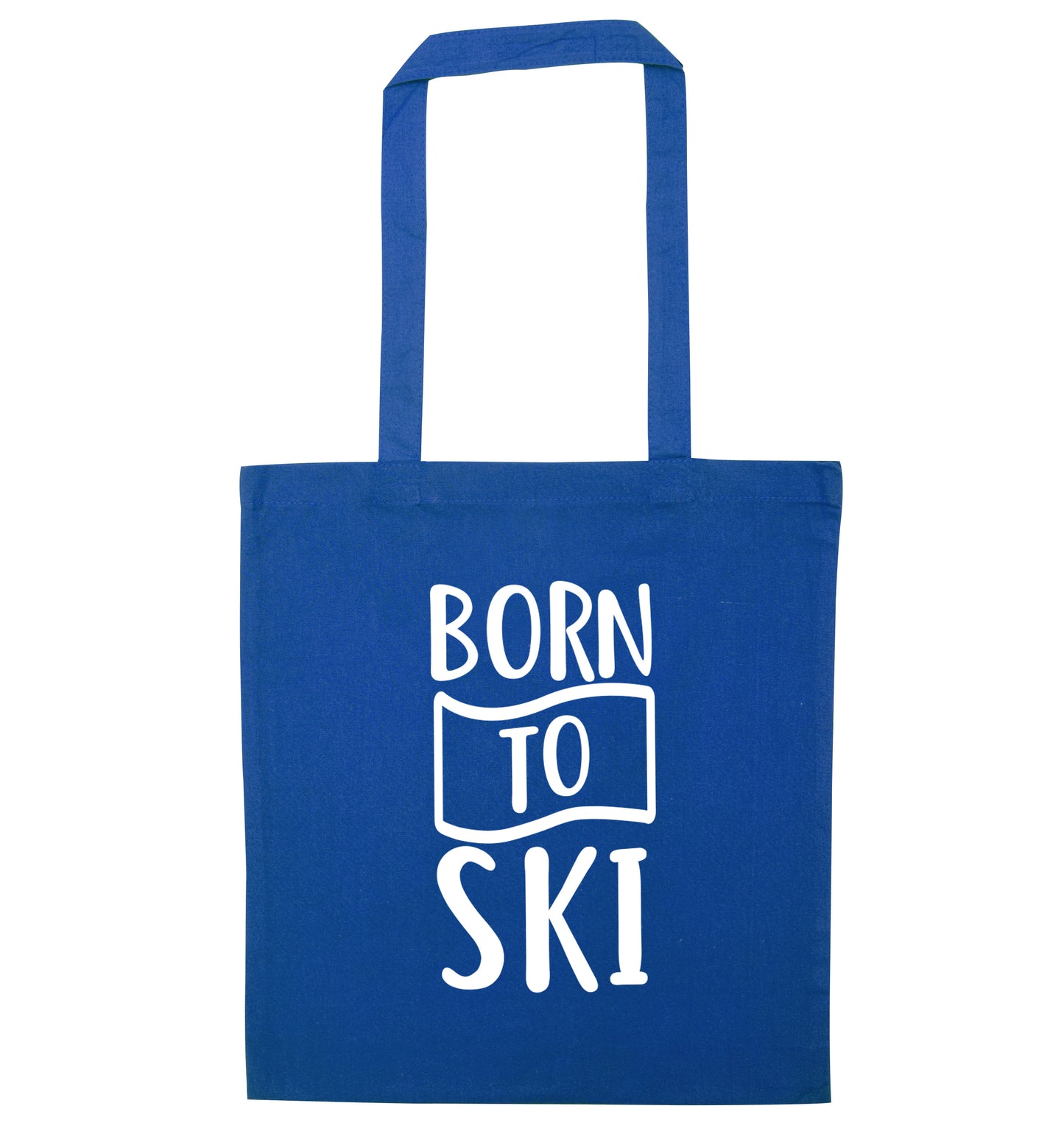 Born to ski blue tote bag