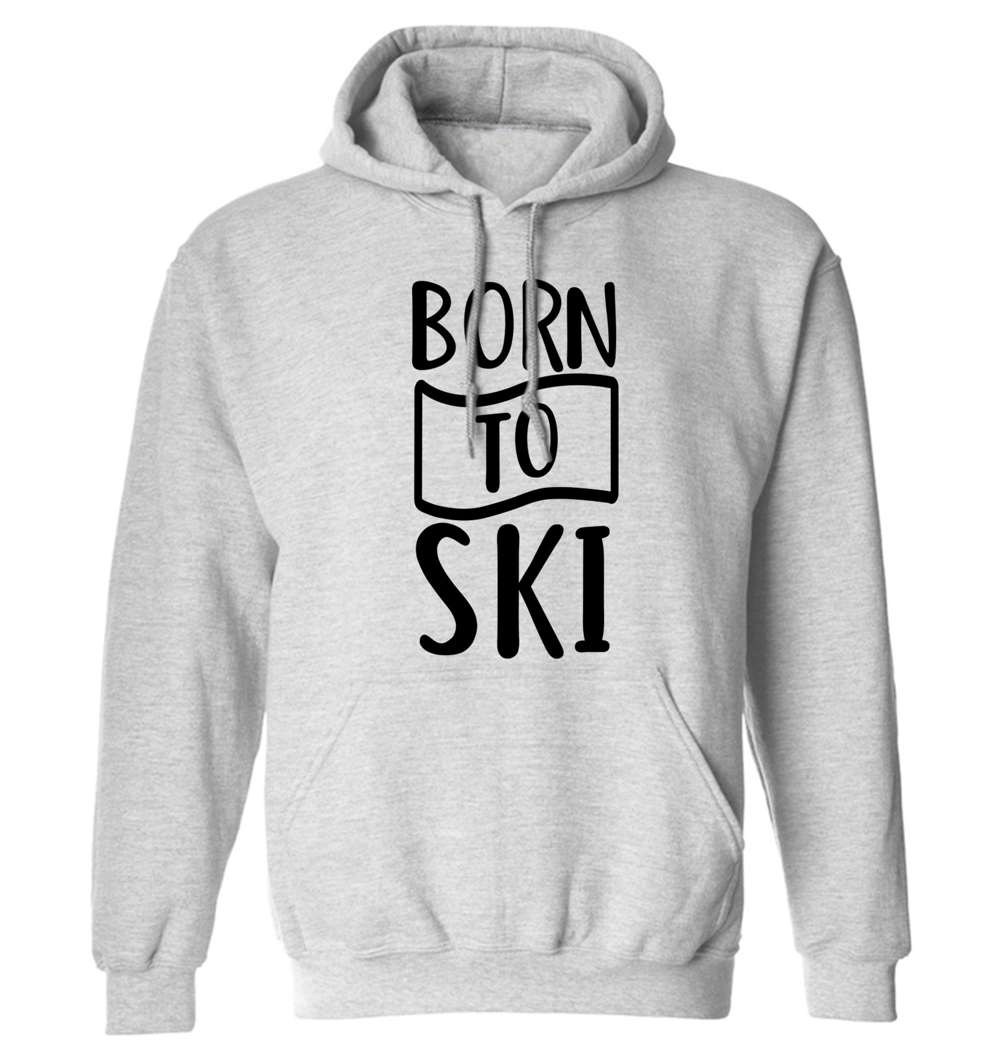 Born to ski adults unisexgrey hoodie 2XL