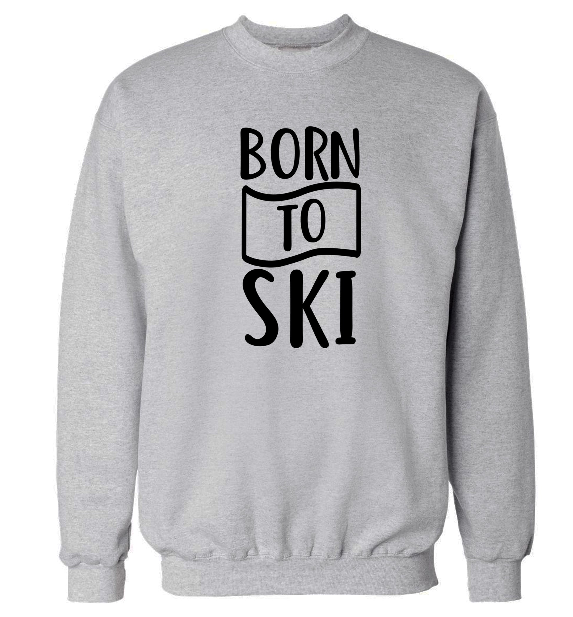 Born to ski Adult's unisexgrey Sweater 2XL