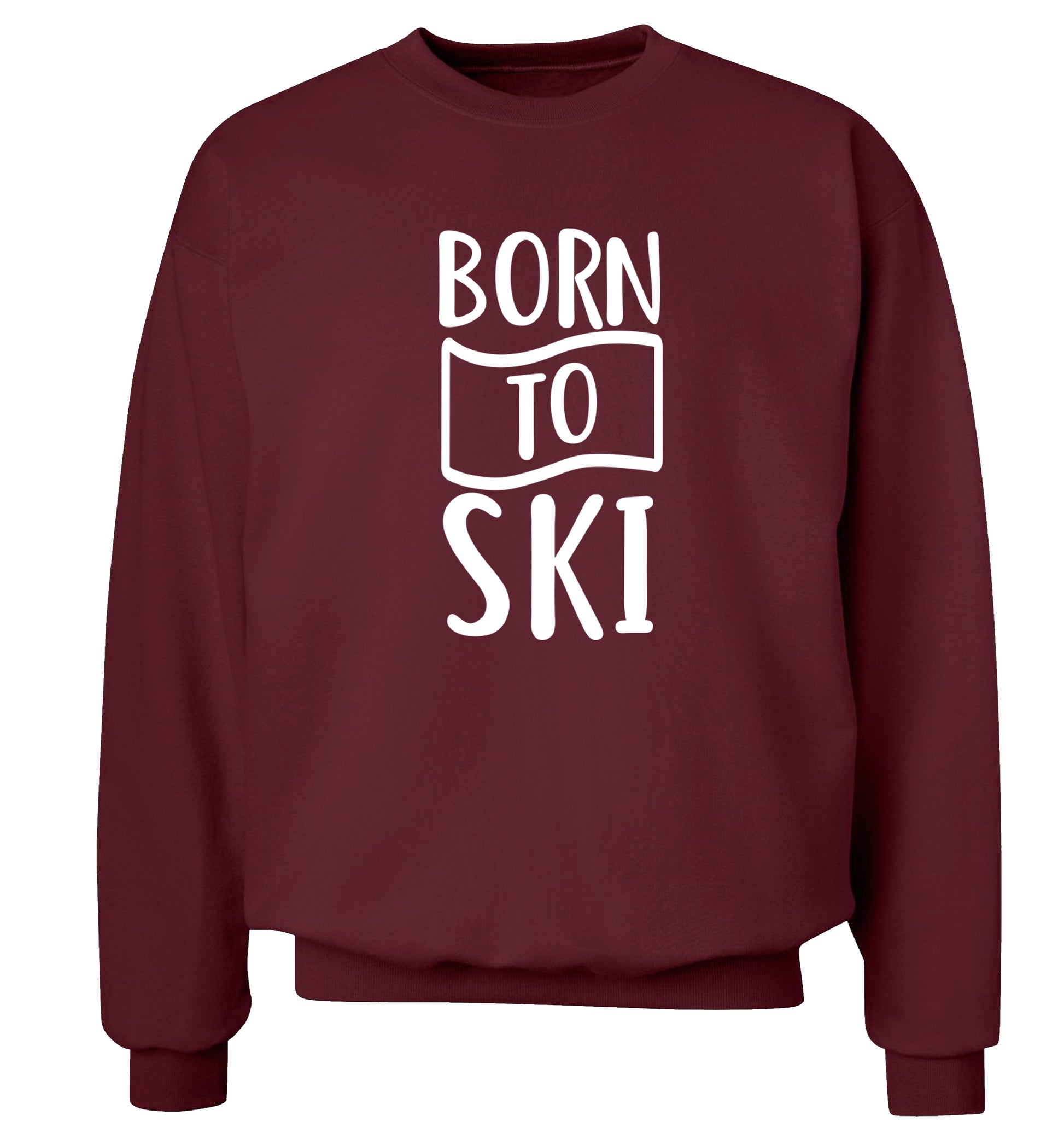 Born to ski Adult's unisexmaroon Sweater 2XL