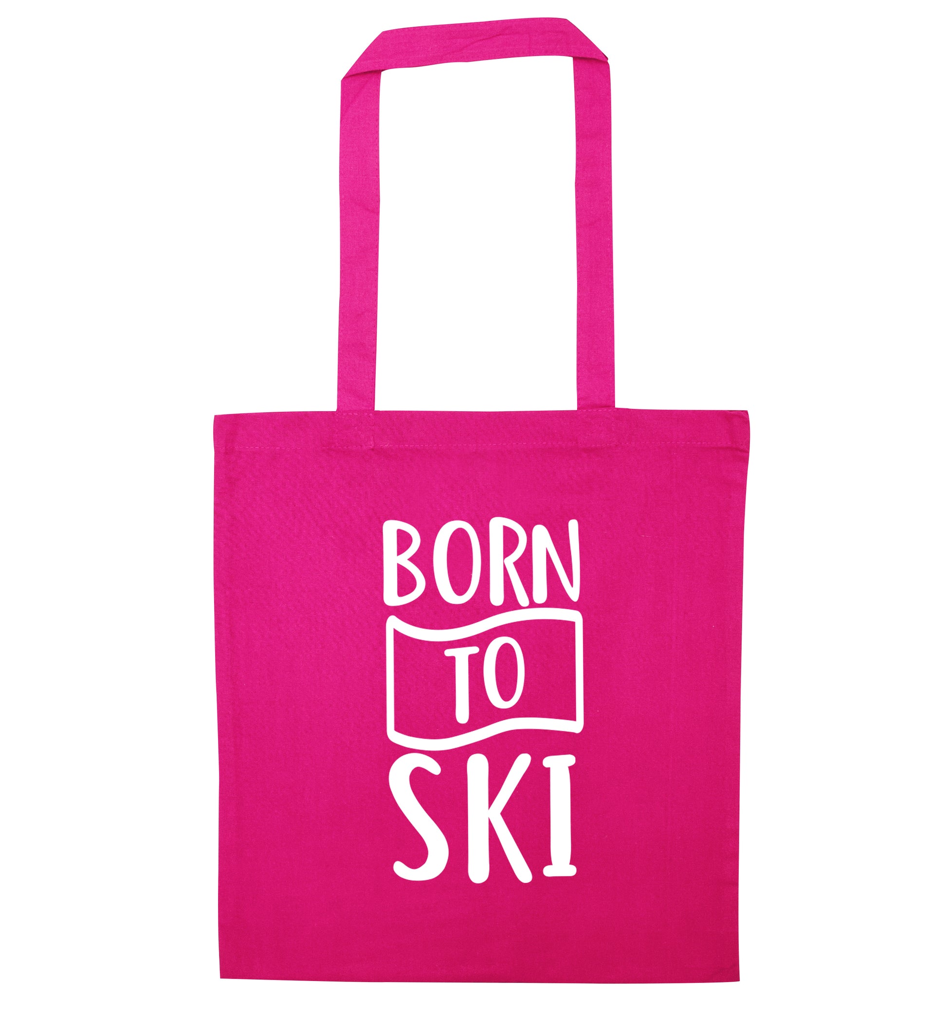 Born to ski pink tote bag