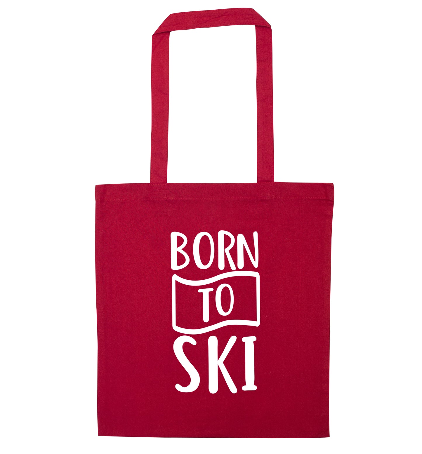 Born to ski red tote bag