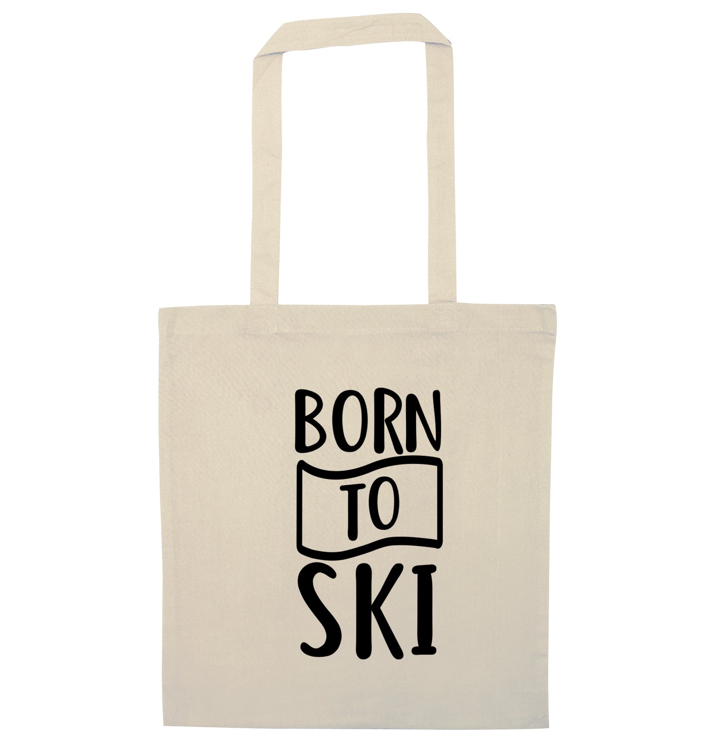 Born to ski natural tote bag