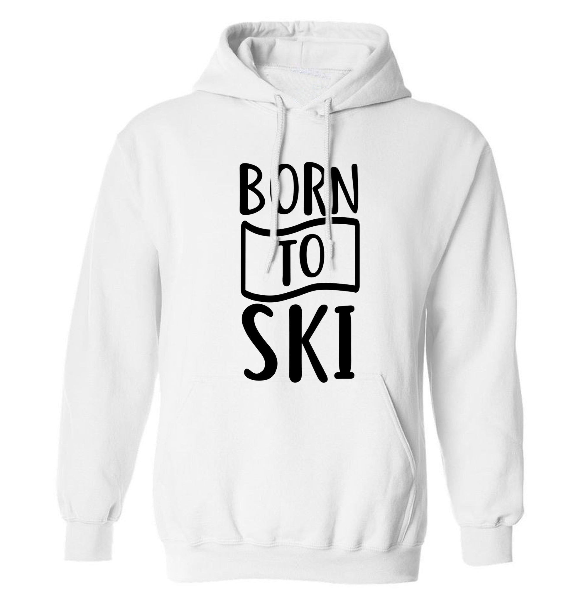 Born to ski adults unisexwhite hoodie 2XL