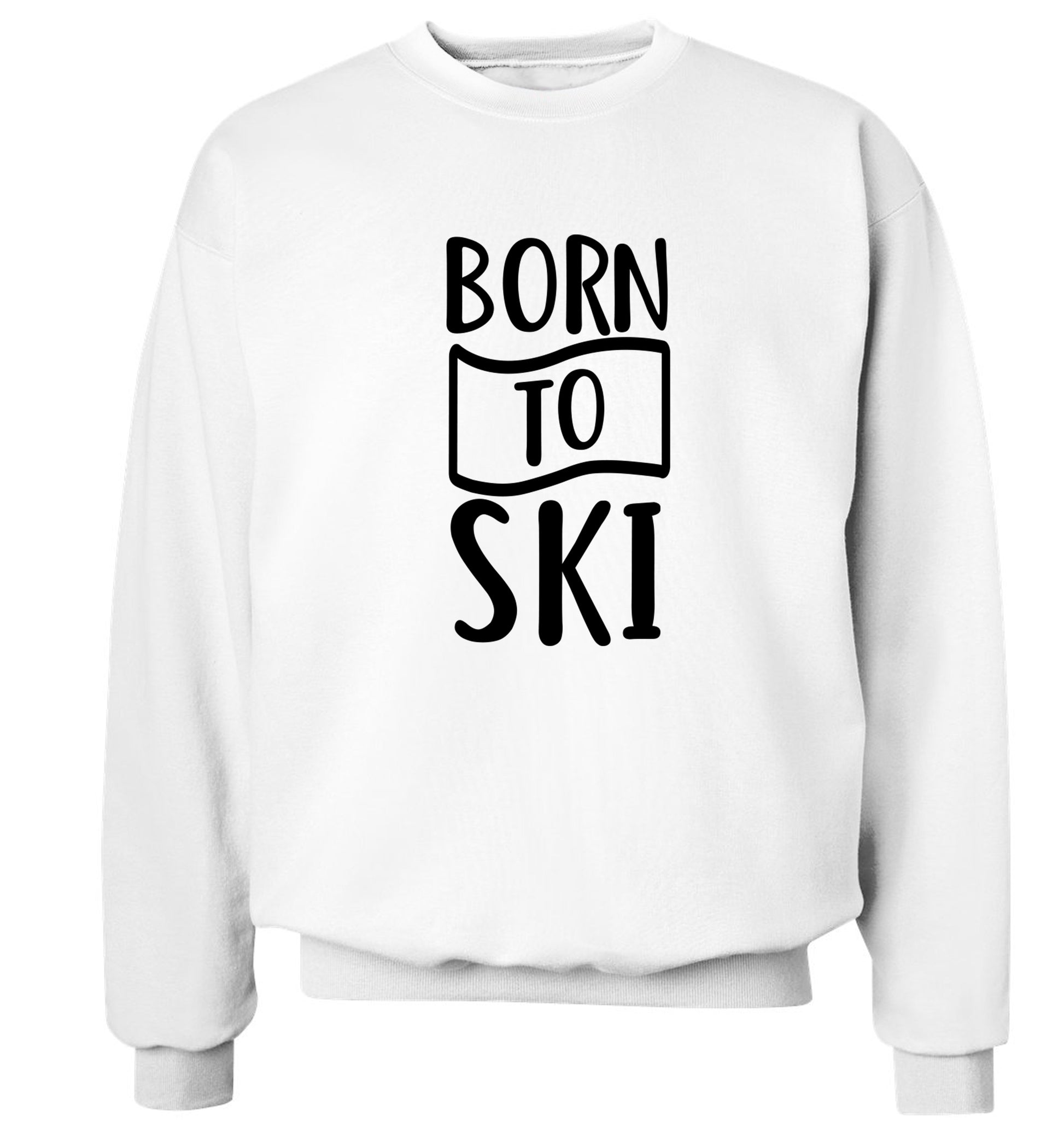 Born to ski Adult's unisexwhite Sweater 2XL