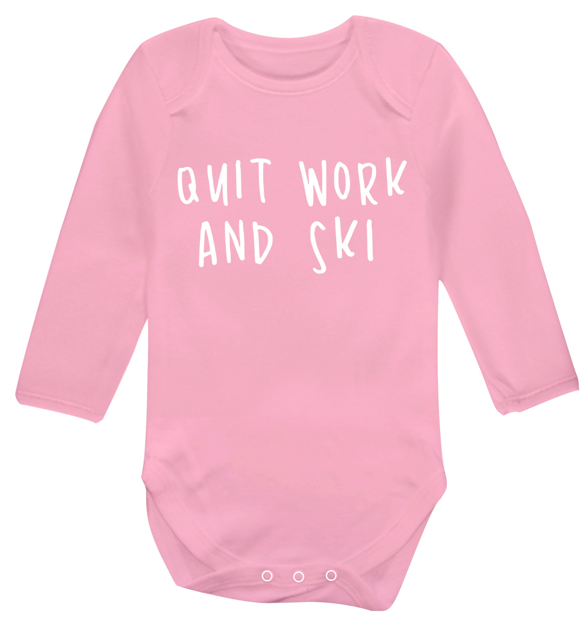 Quit work and ski Baby Vest long sleeved pale pink 6-12 months