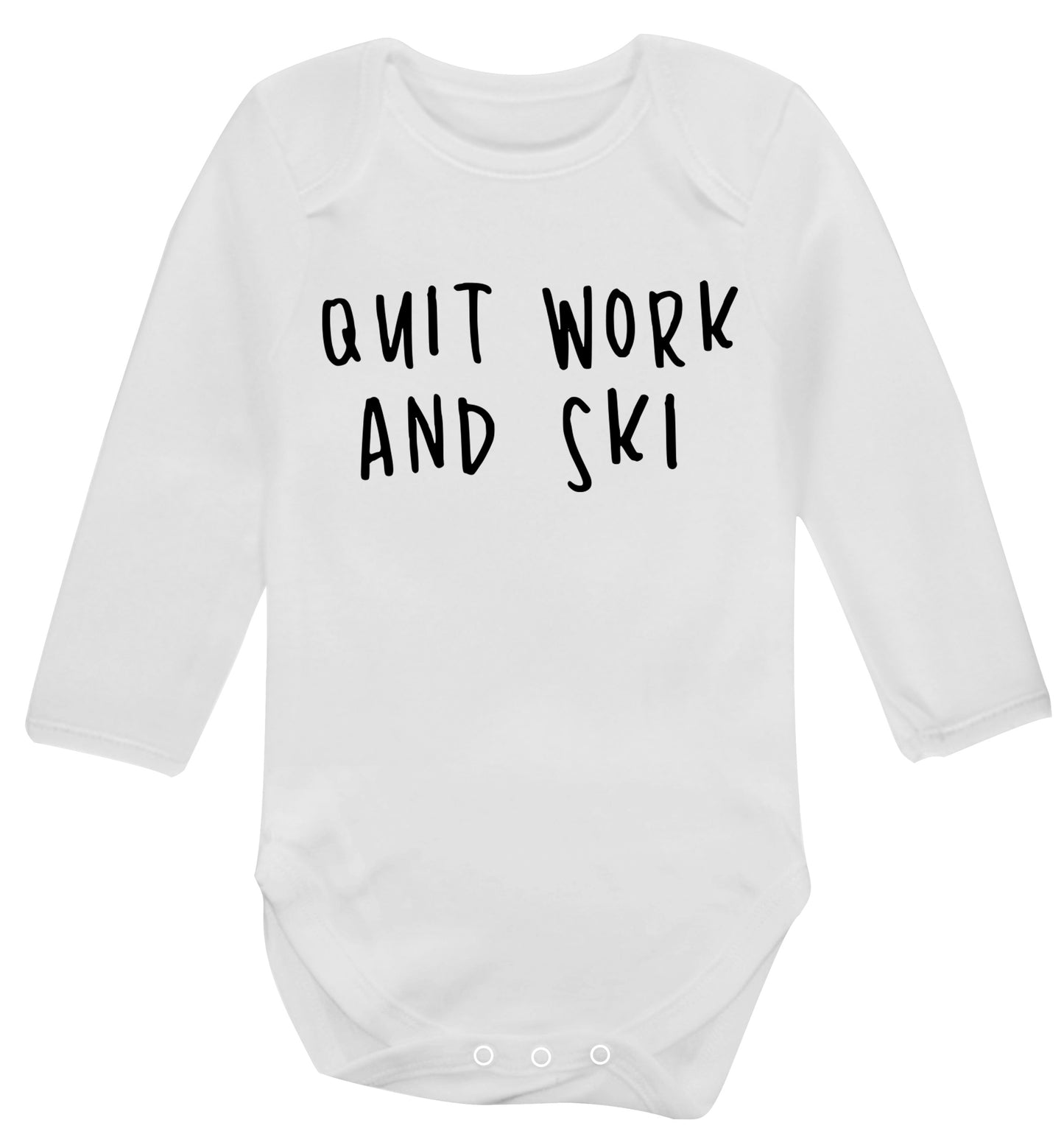 Quit work and ski Baby Vest long sleeved white 6-12 months